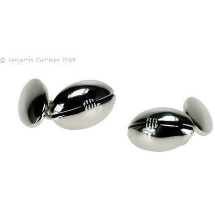 Rugby Ball Chain Cufflinks - silver plated Novelty Cufflinks Clinks Australia Rugby Ball Chain Cufflinks - silver plated