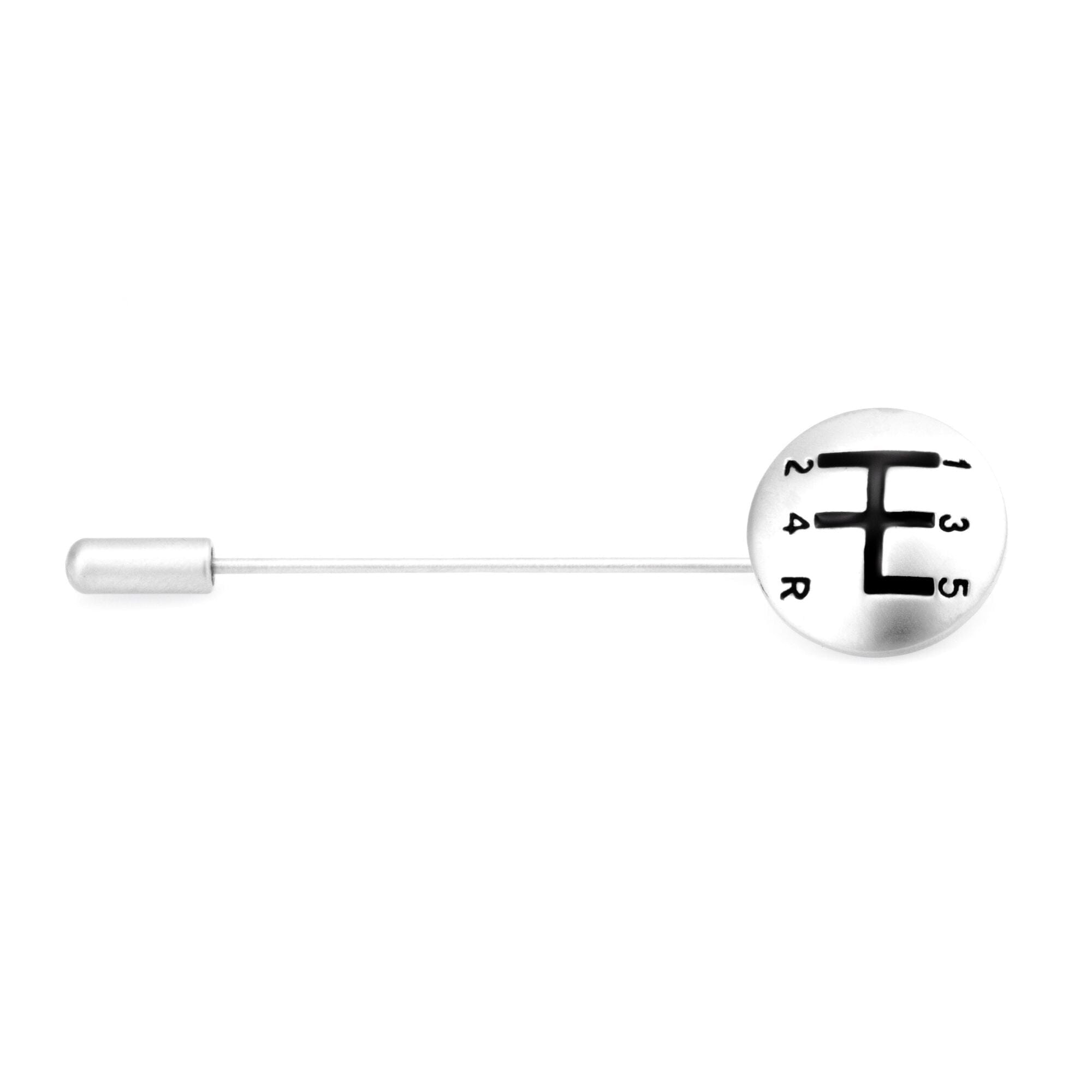 Gear Shift Stick Pin Silver Lapel Pin Clinks