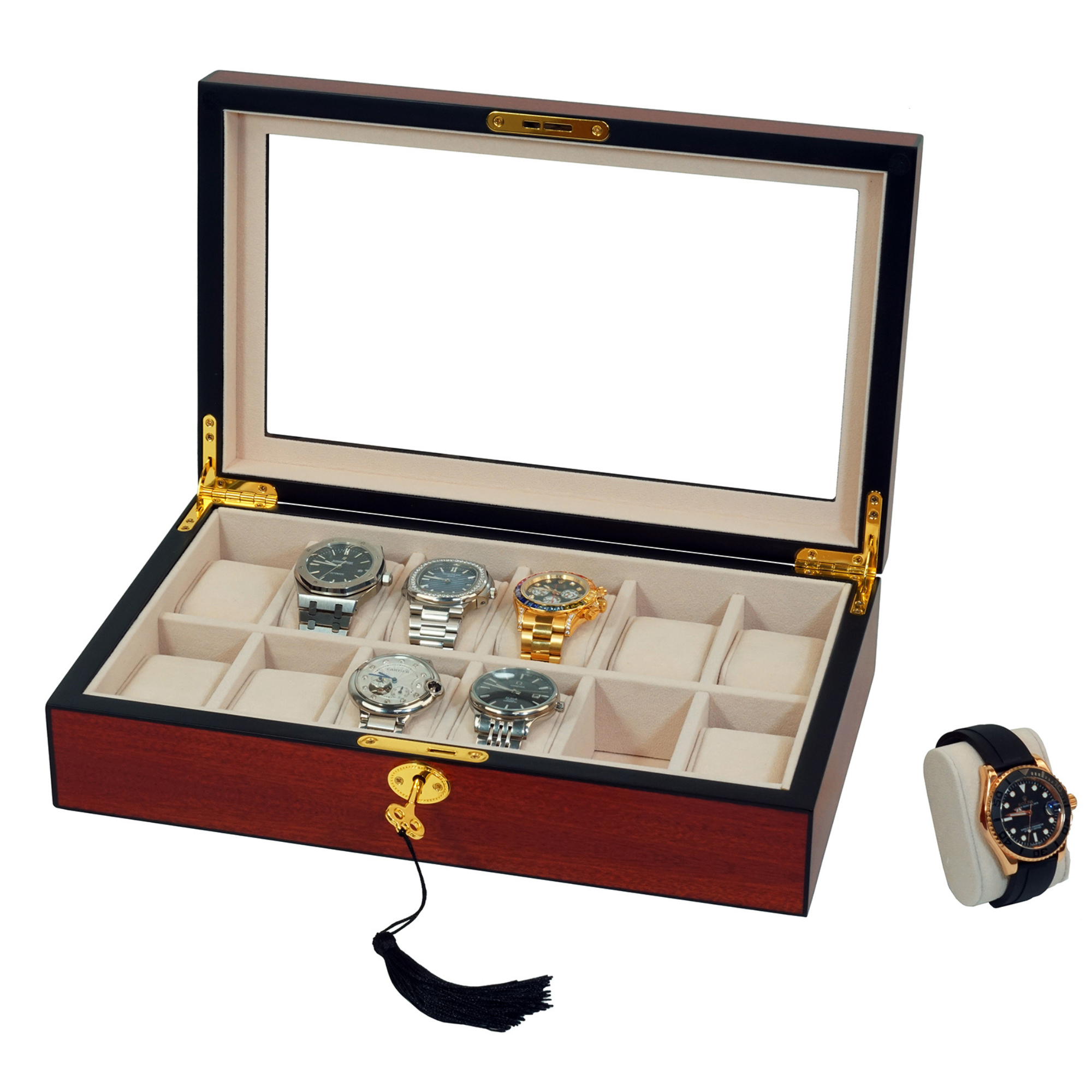 Cherry Wooden Watch Box for 12 Watches