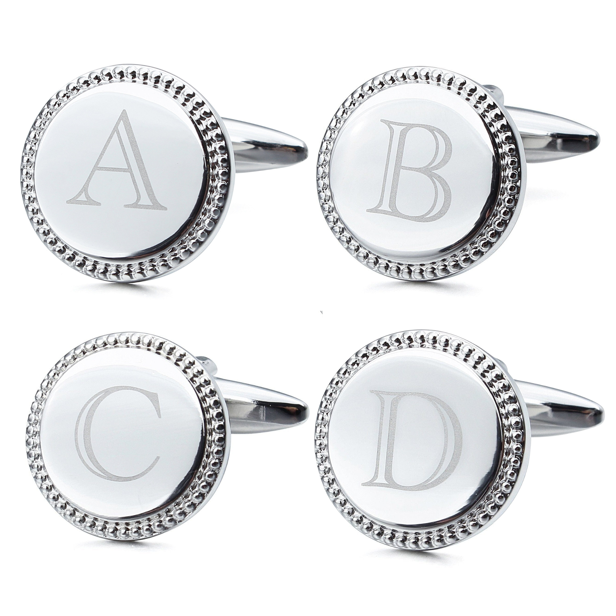 Personalised Silver Initial Round Cufflinks