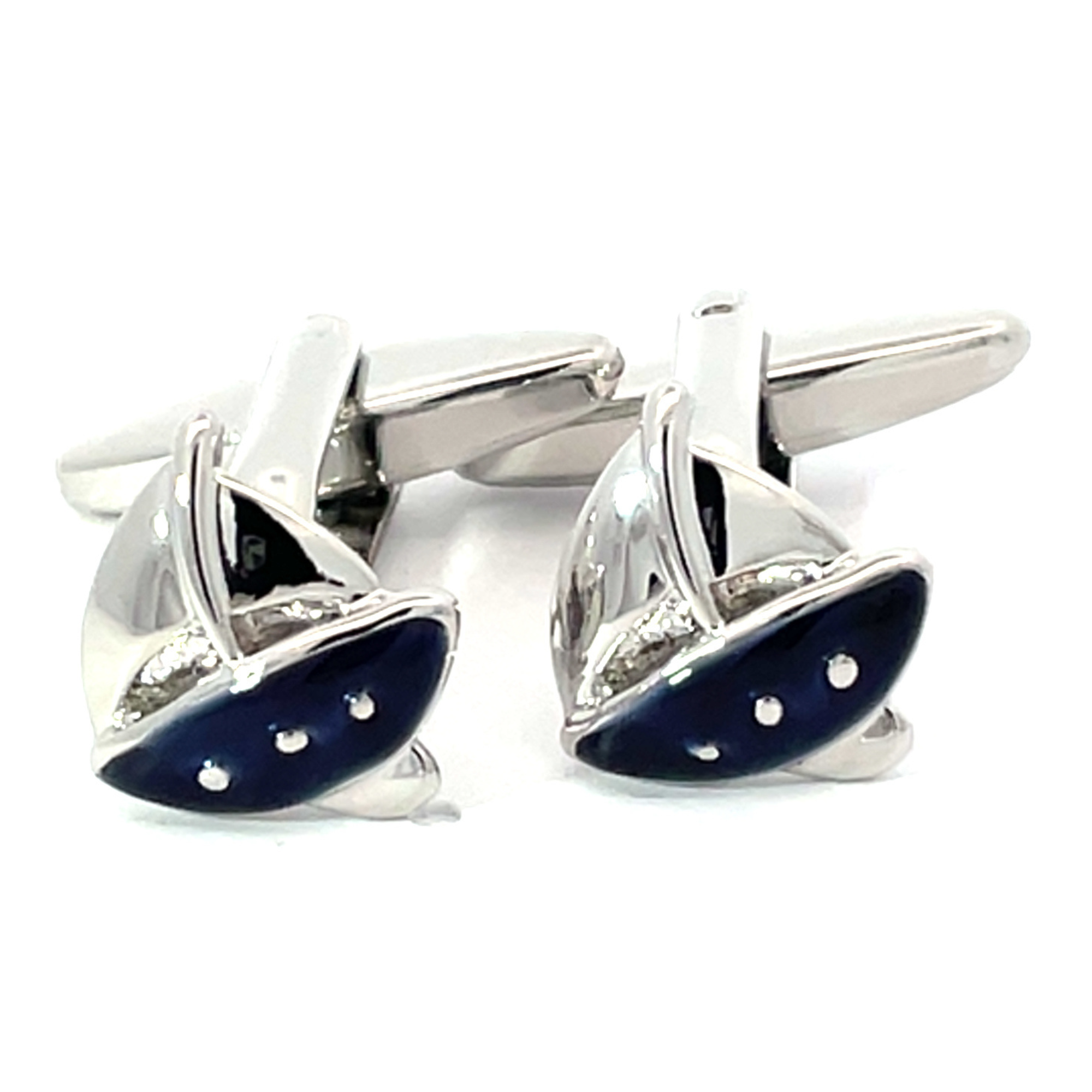 Small Dark Blue Sailboat Cufflinks