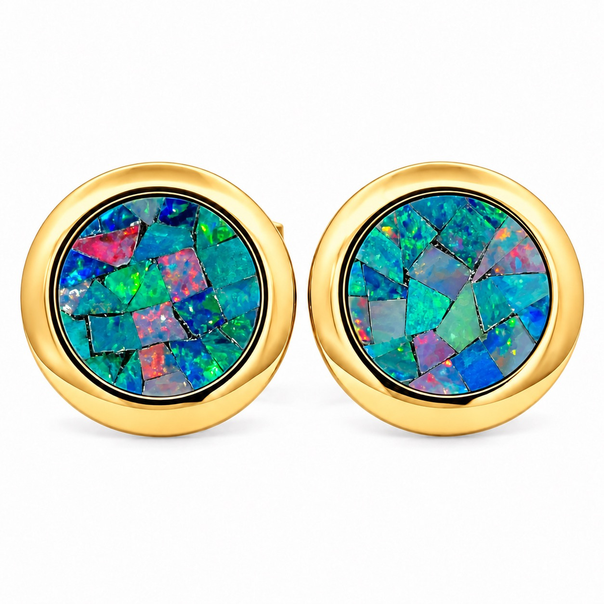 Opal Gold Round Cufflinks