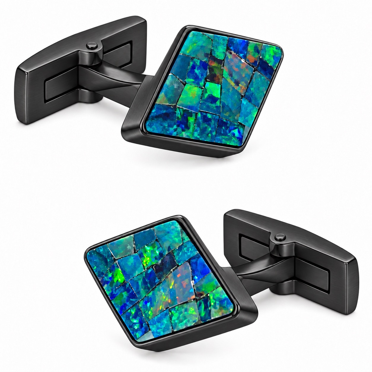 Opal Brushed Black Diamond Cufflinks