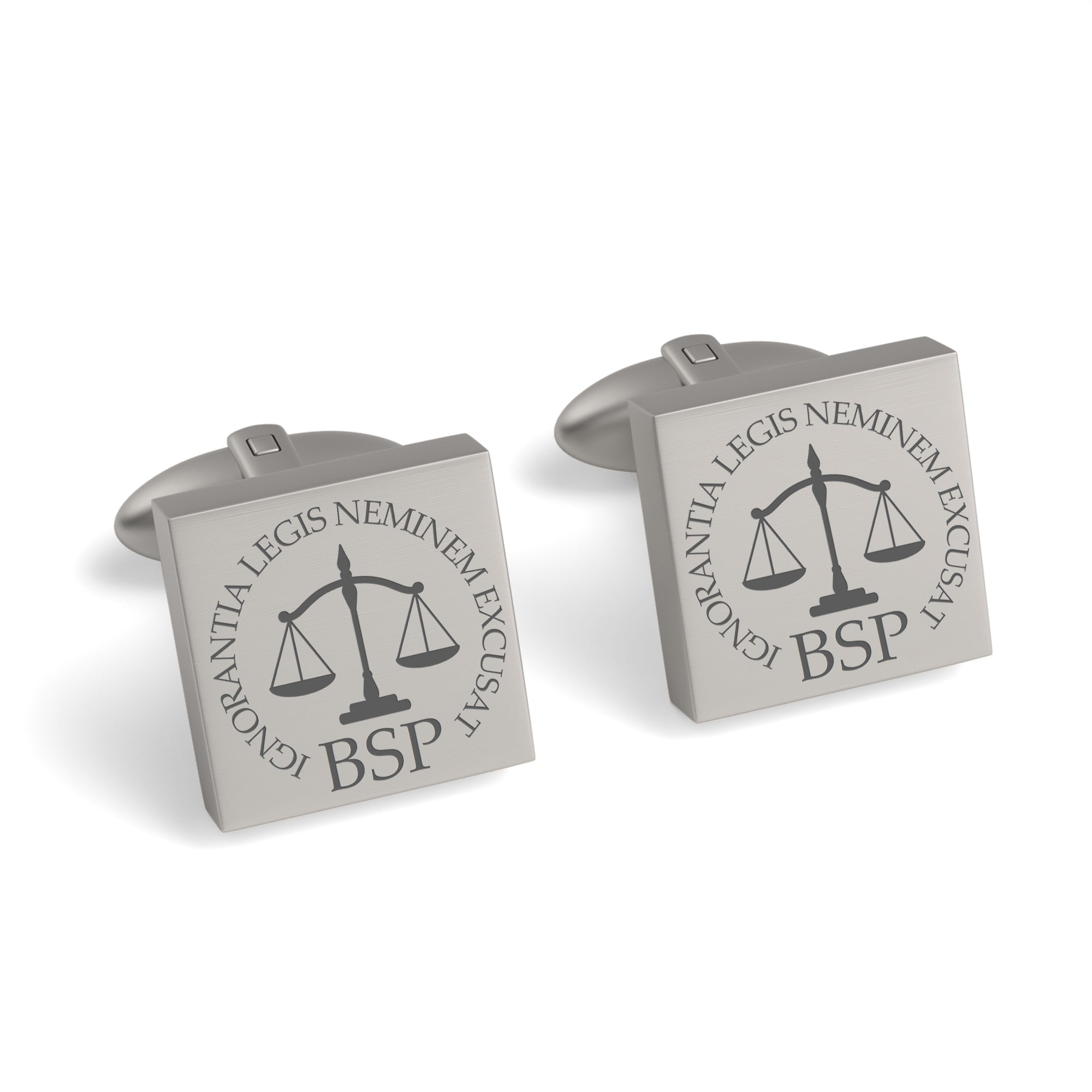 Lawyer's Initials and Legal Maxims Engraved Cufflinks