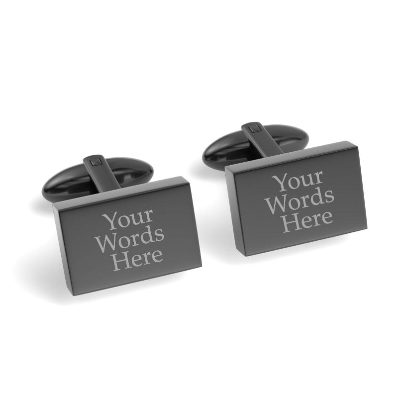 Custom Word Engraved Rectangle Cufflinks
