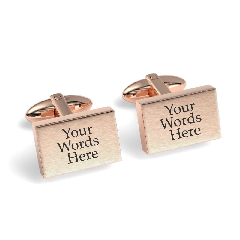Custom Word Engraved Rectangle Cufflinks