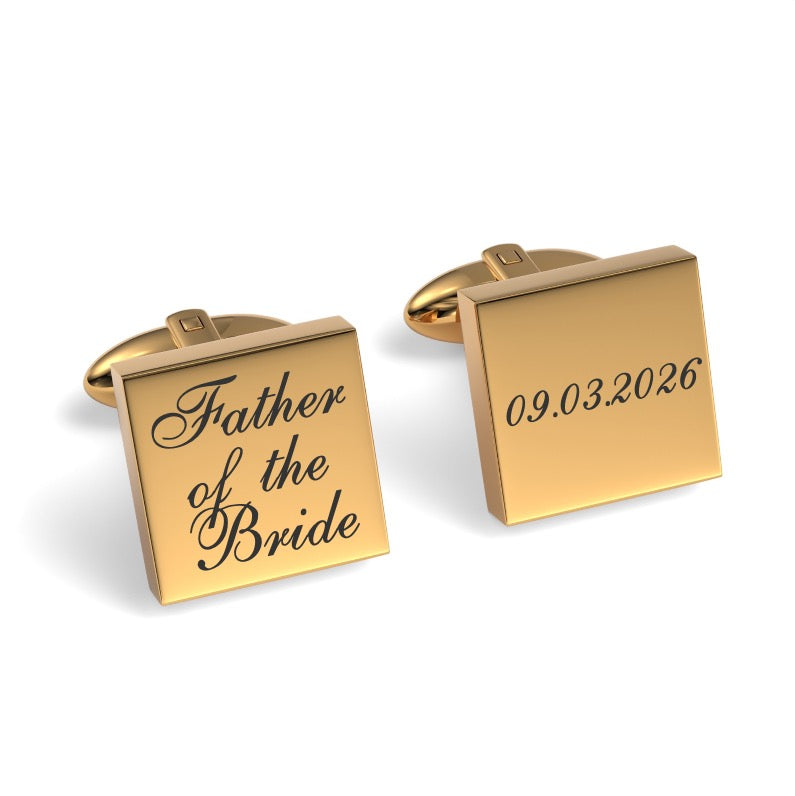 Father of the Bride Wedding Date Engraved Square Cufflinks