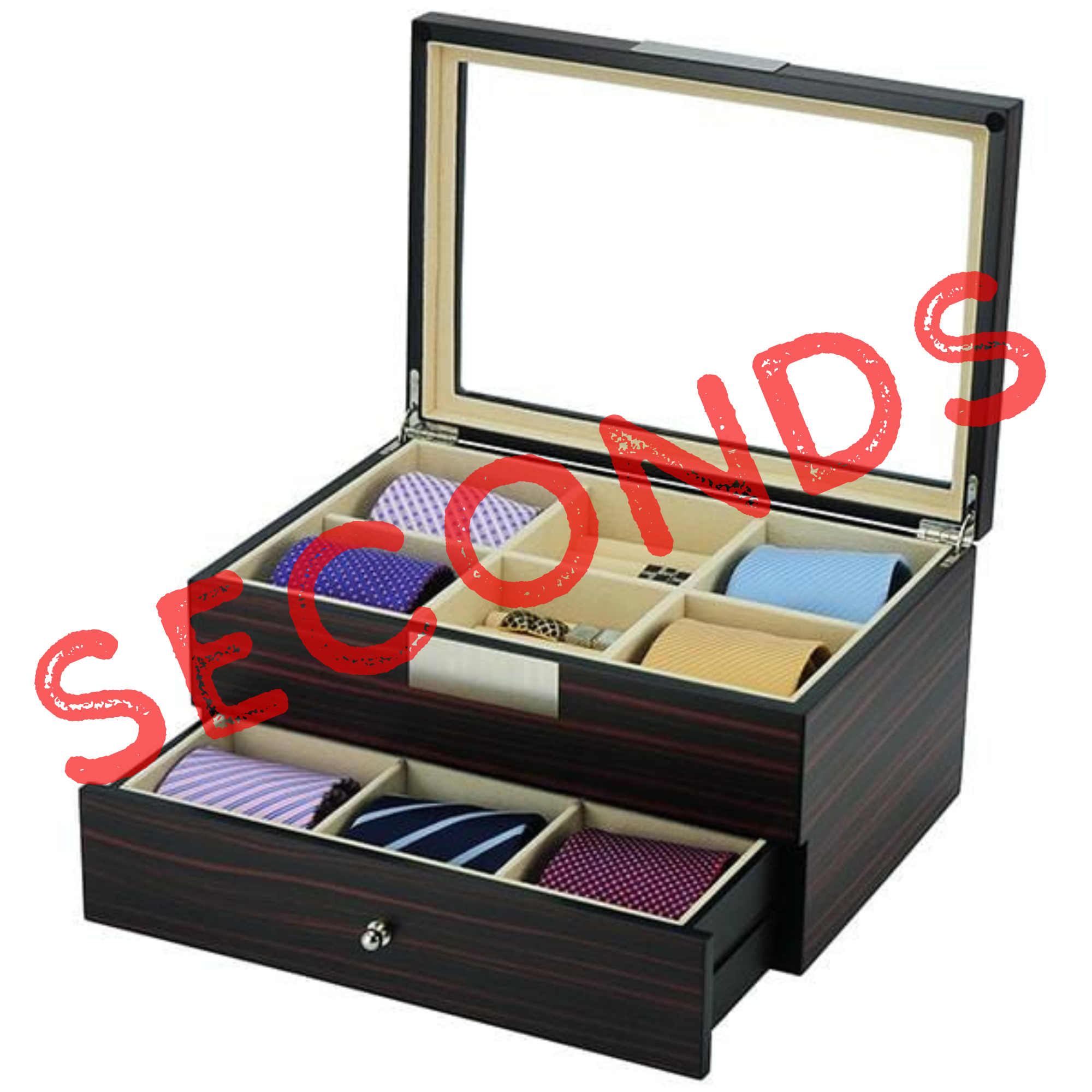 Seconds - Ebony Wooden Tie Box for 12