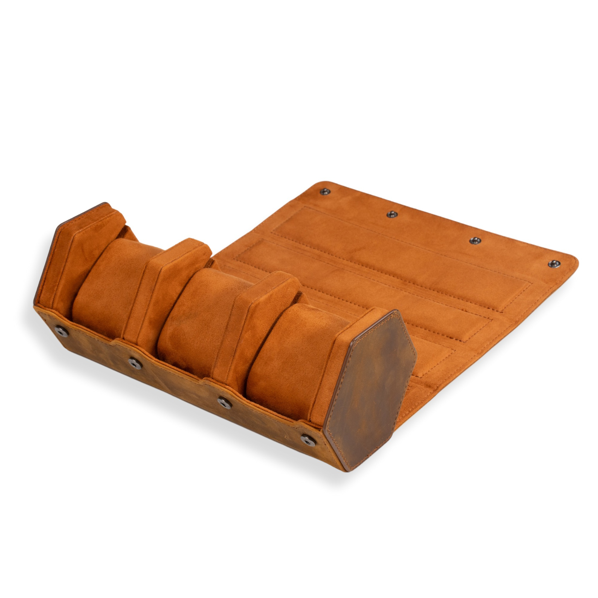 Seconds - Hex Leather Watch Roll 3 Slots in Saddle Leather/Brown (A)