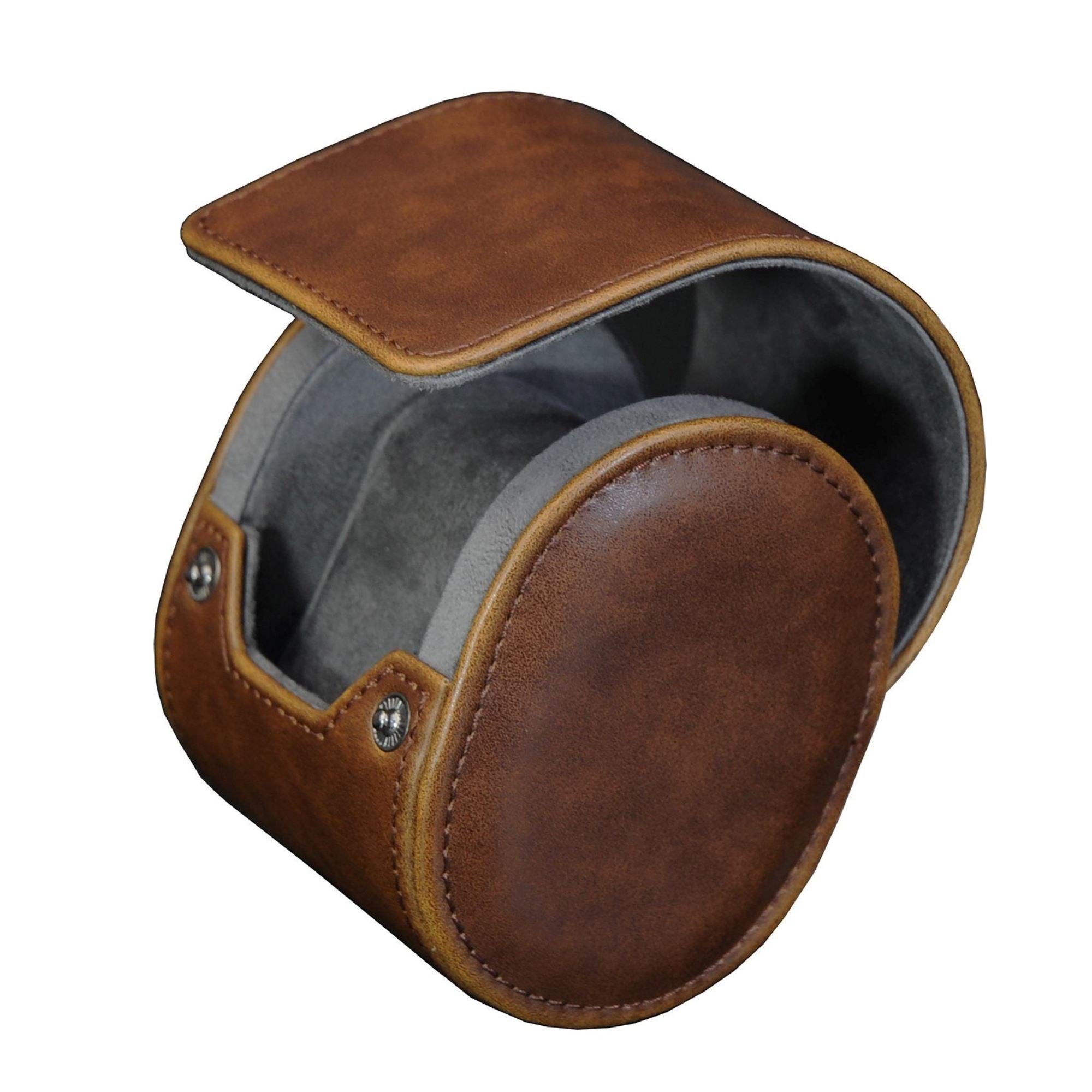 Travel Watch Roll Case for 1 in Brown Vegan Leather Watch Boxes Clinks