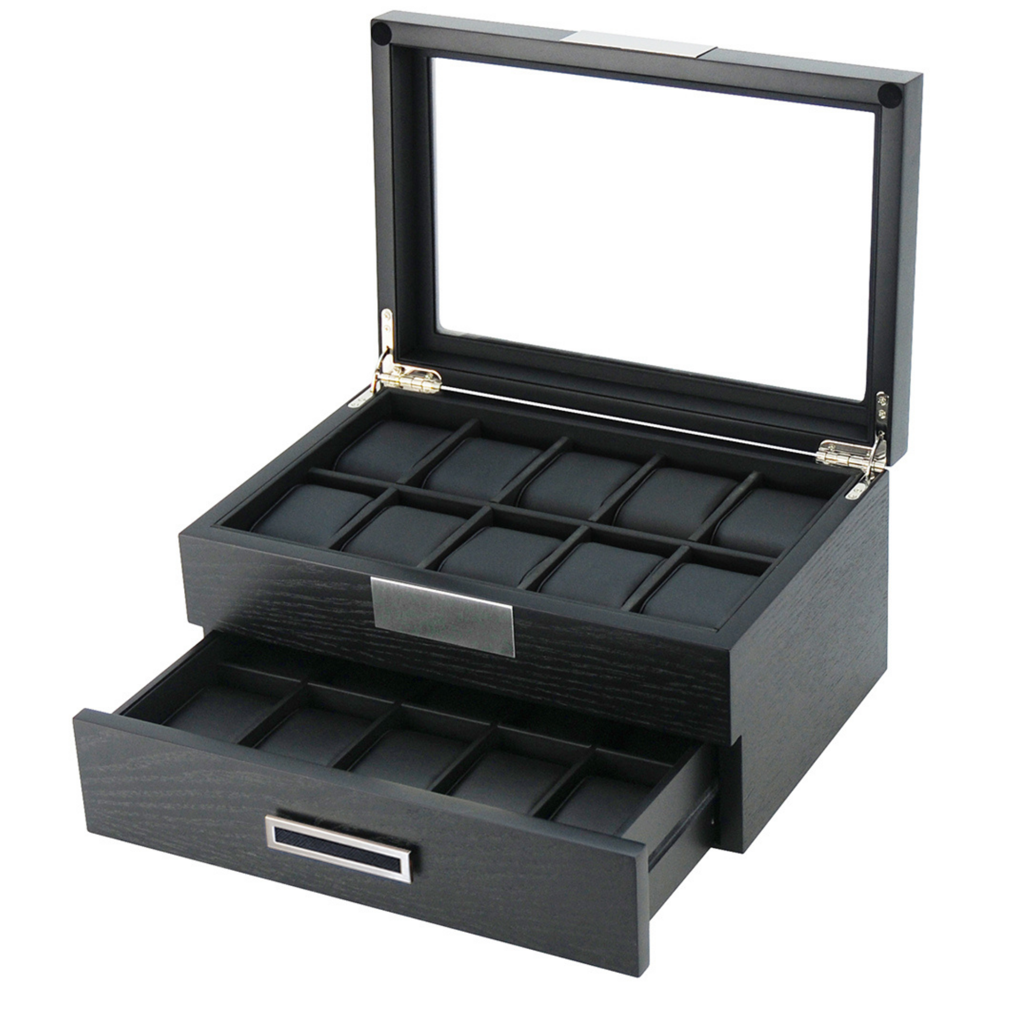 Black Wooden Watch Box for 20 Watches