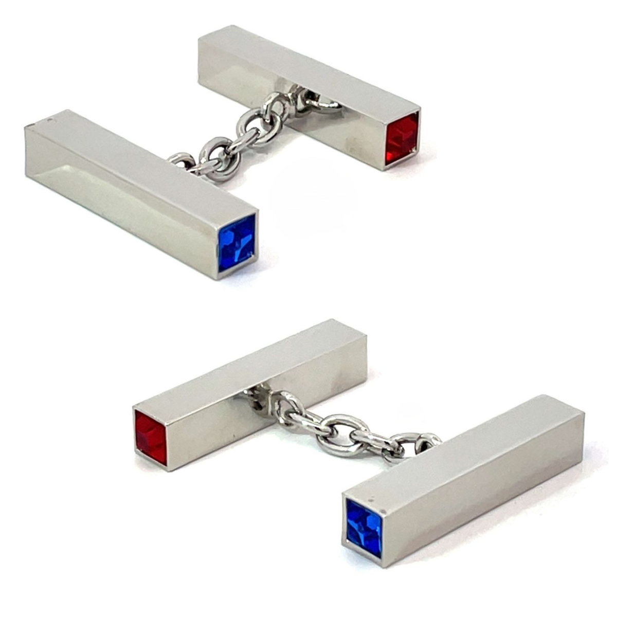 Red & Blue Crystal Chain Cufflinks
