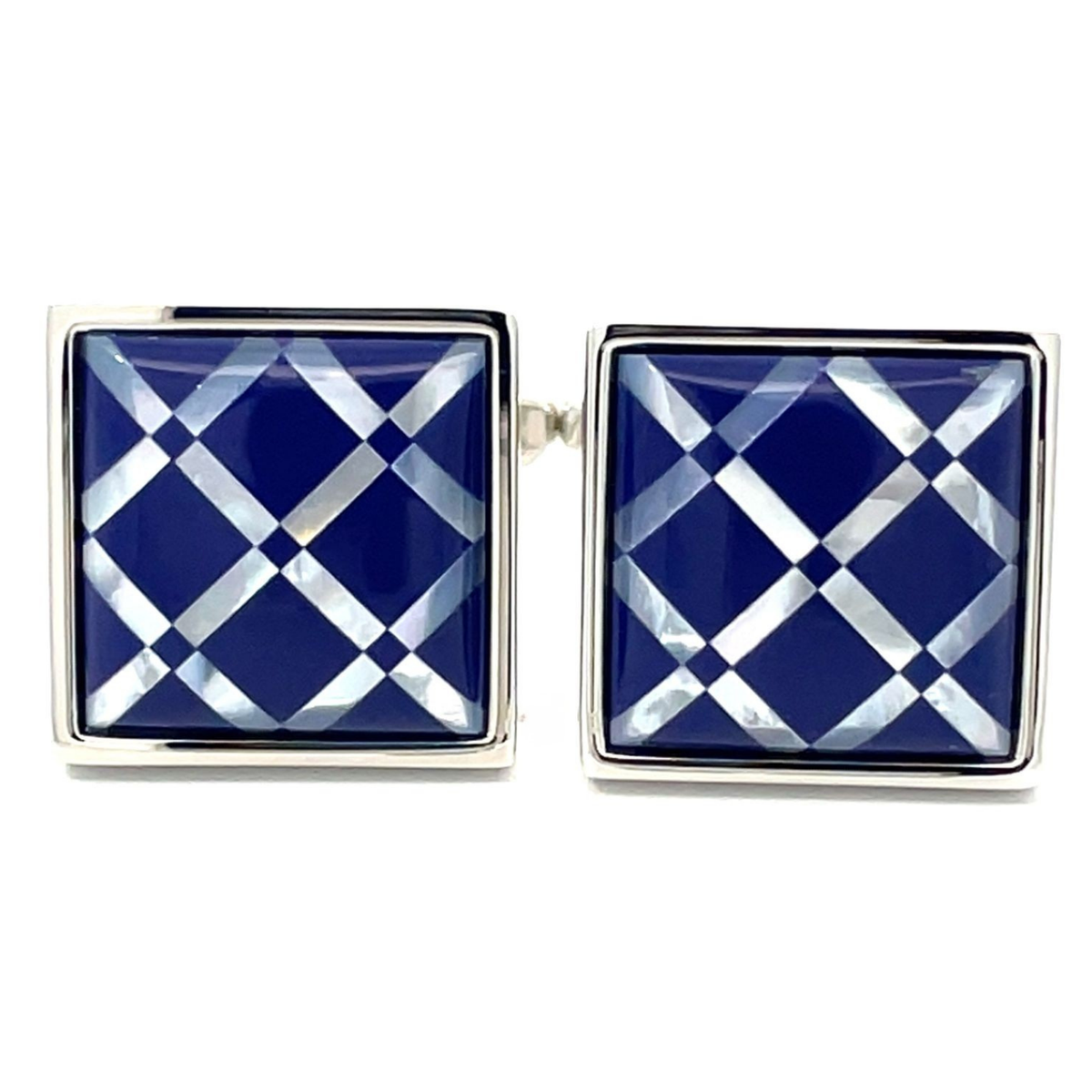 Navy Blue Tile on Mother of Pearl Cufflinks