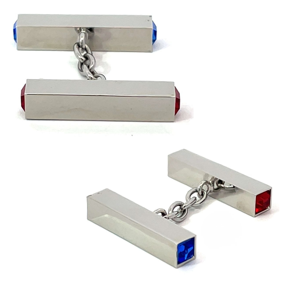 Red & Blue Crystal Chain Cufflinks