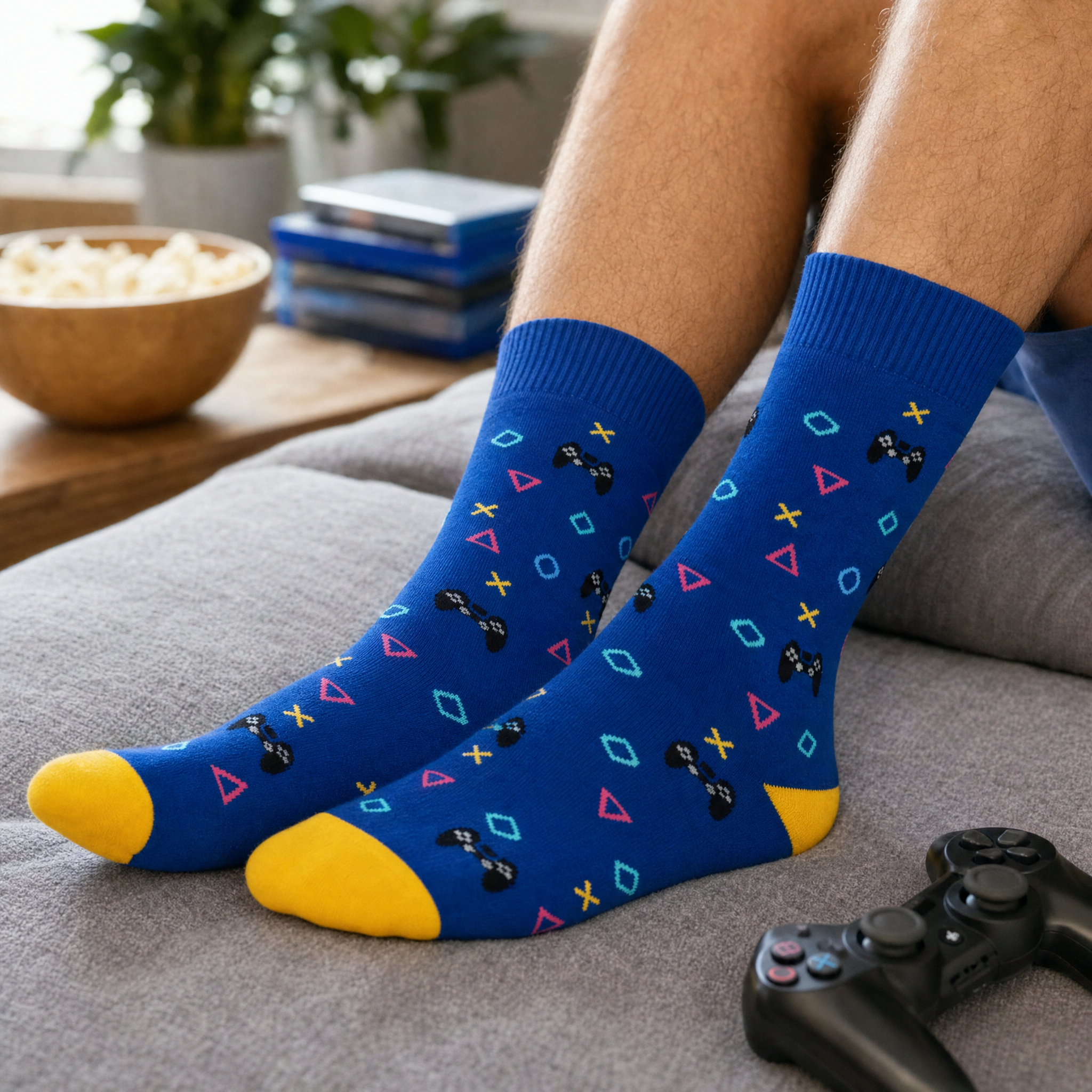 Game on Game Controller Bamboo Socks by Dapper Roo lifestyle image - GPT Image 2 #1