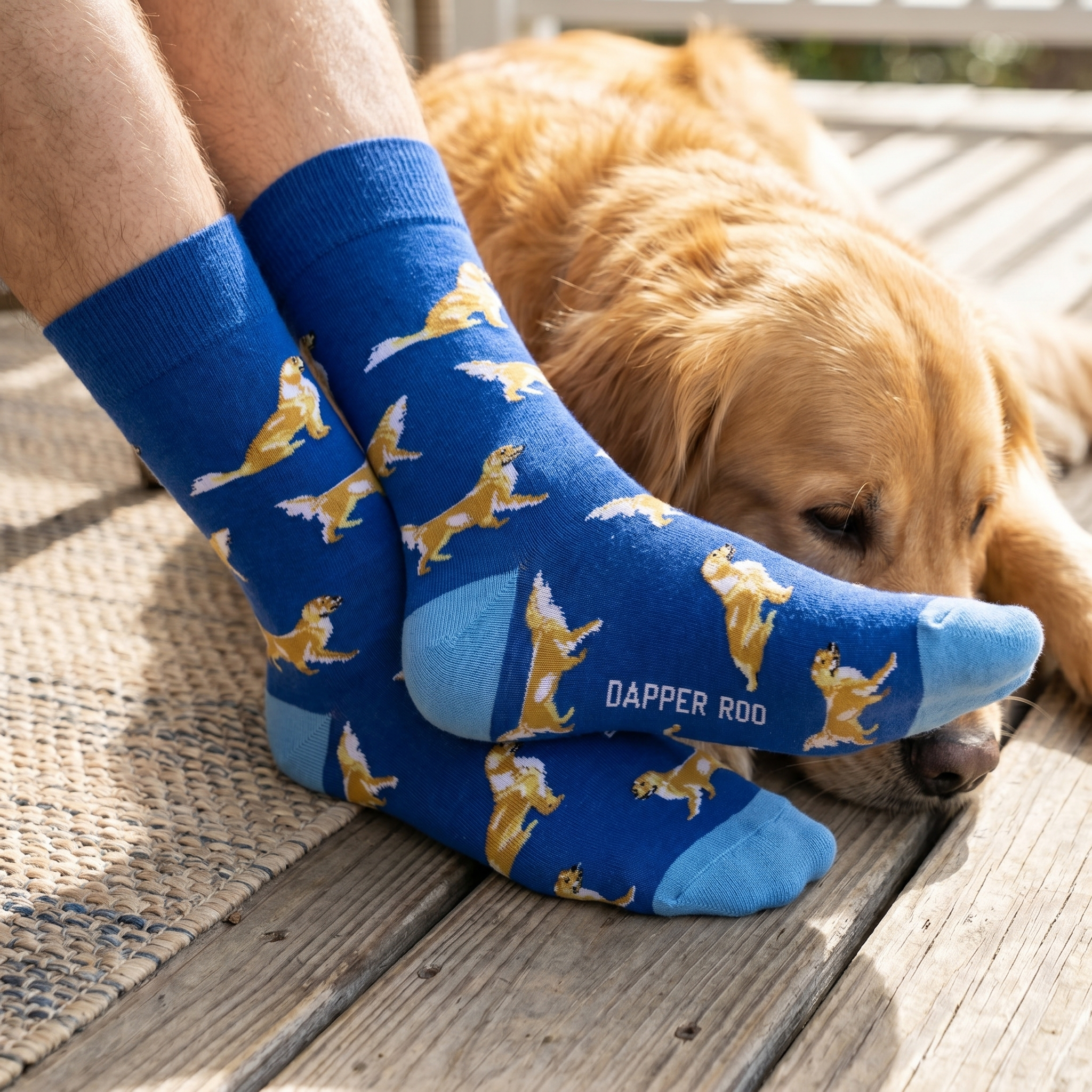 Golden Retriever Socks by Dapper Roo lifestyle image - Nano Banana 2 #1