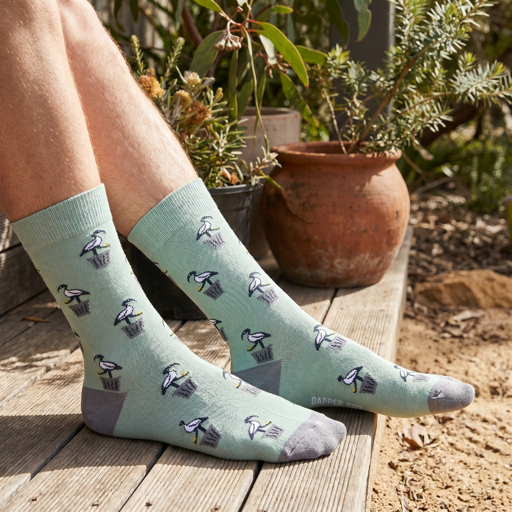 Ibis Bin Chicken Socks by Dapper Roo lifestyle image - Nano Banana 2 #2