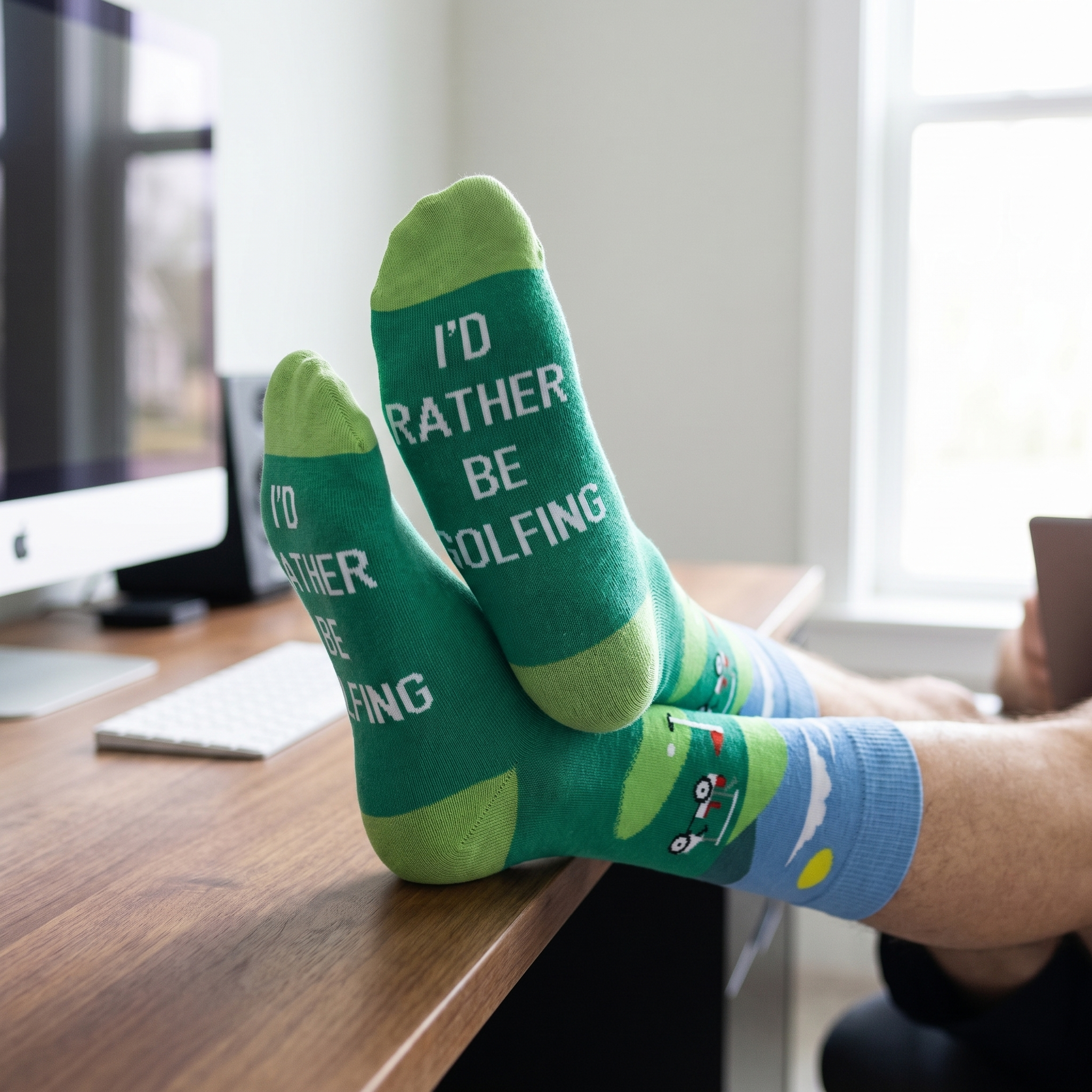Golf Course Scene Socks by Dapper Roo lifestyle image - Nano Banana 2 #1