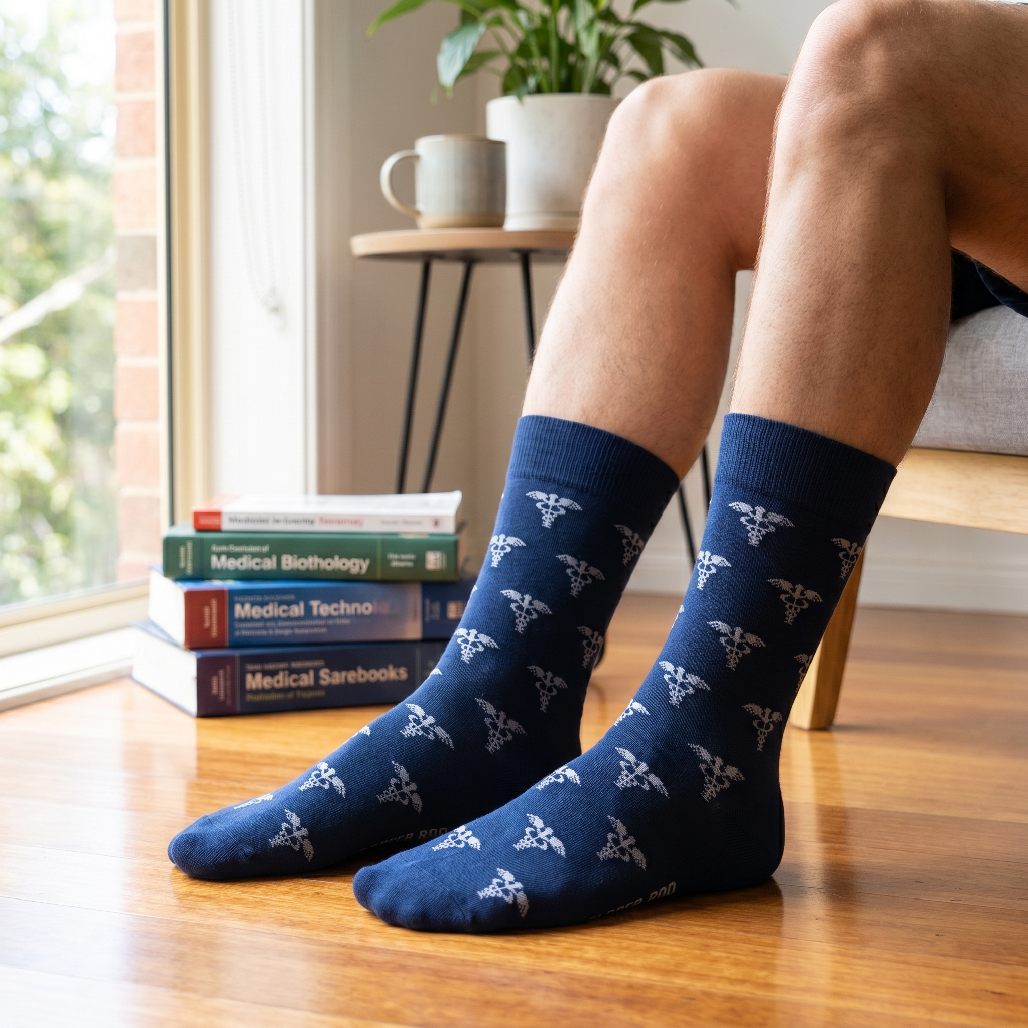 Medical Caduceus Socks by Dapper Roo lifestyle image - Nano Banana 2 #1