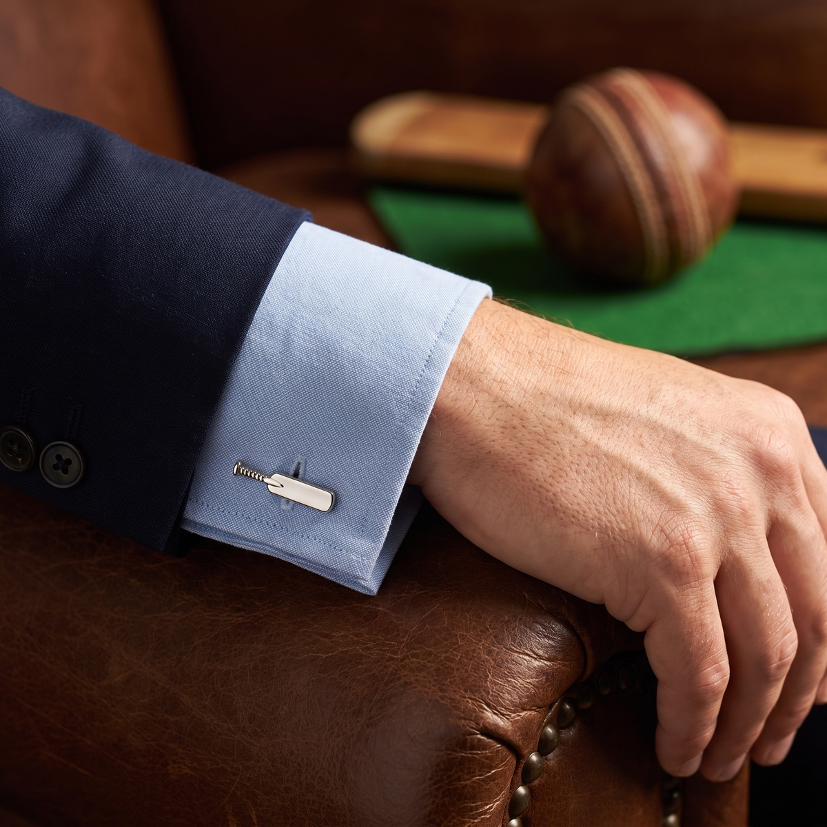 "Howzat" - Cricket Cufflinks — lifestyle shot