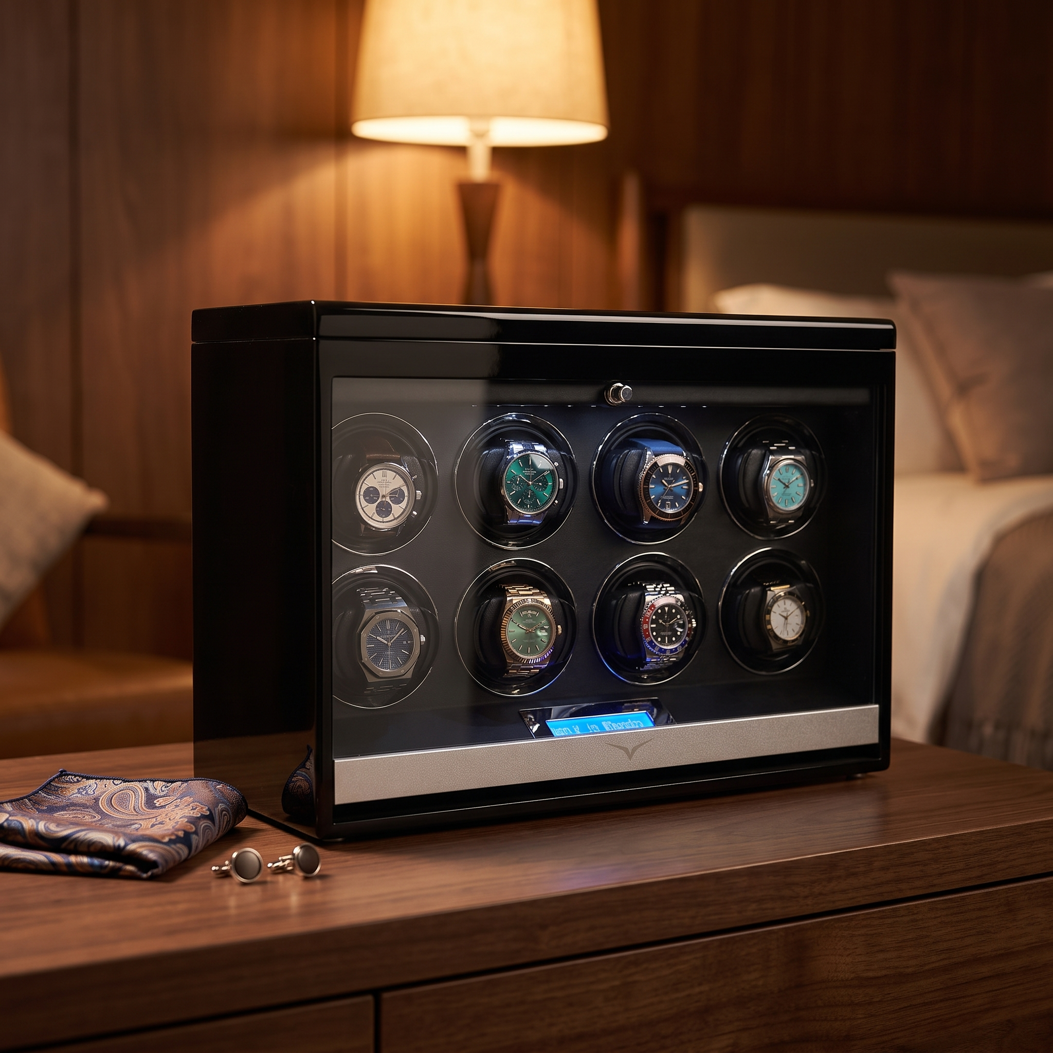 Vancouver Watch Winder for 8 Black — lifestyle shot