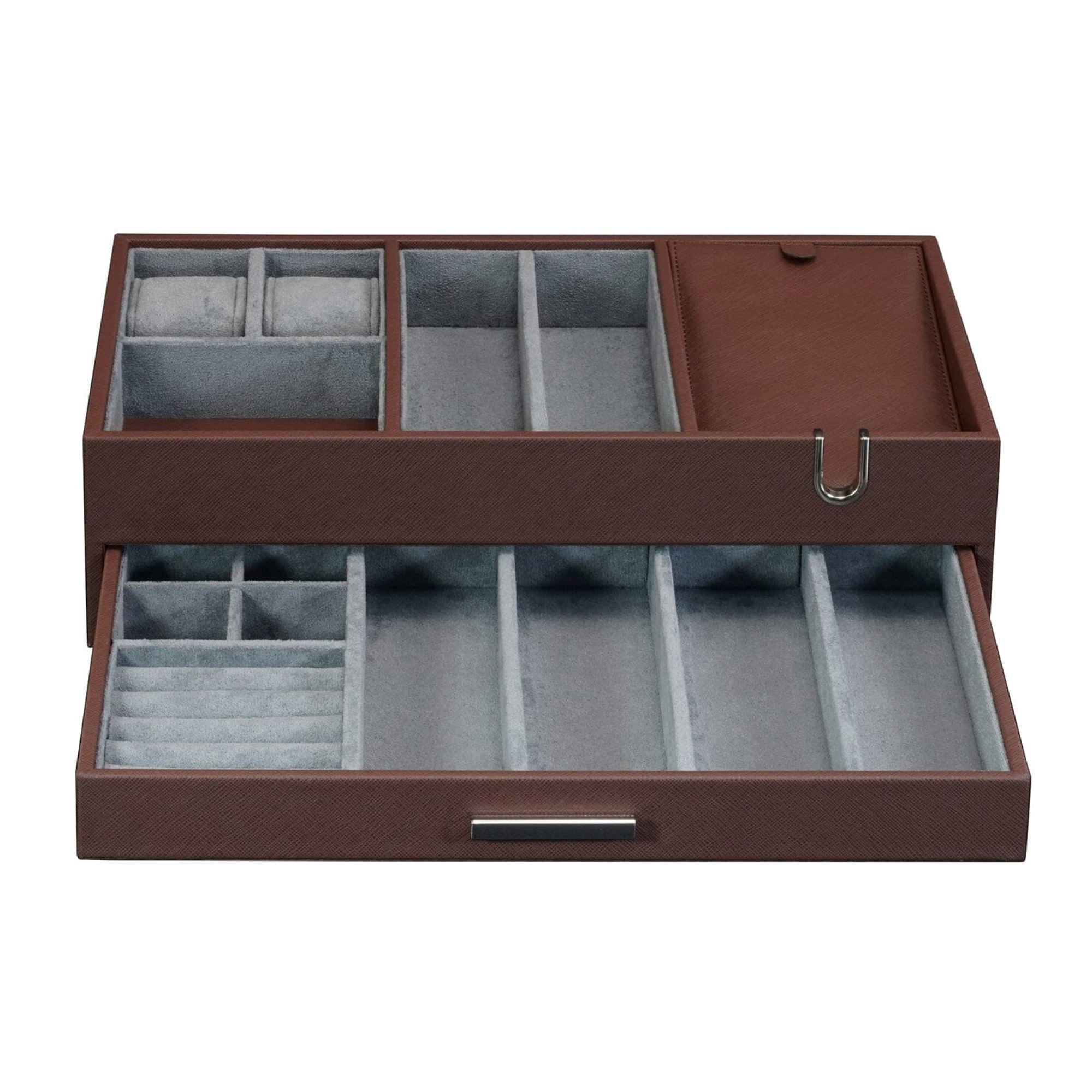 Seconds - Leather Valet Tray with Drawer in Brown Seconds Clinks