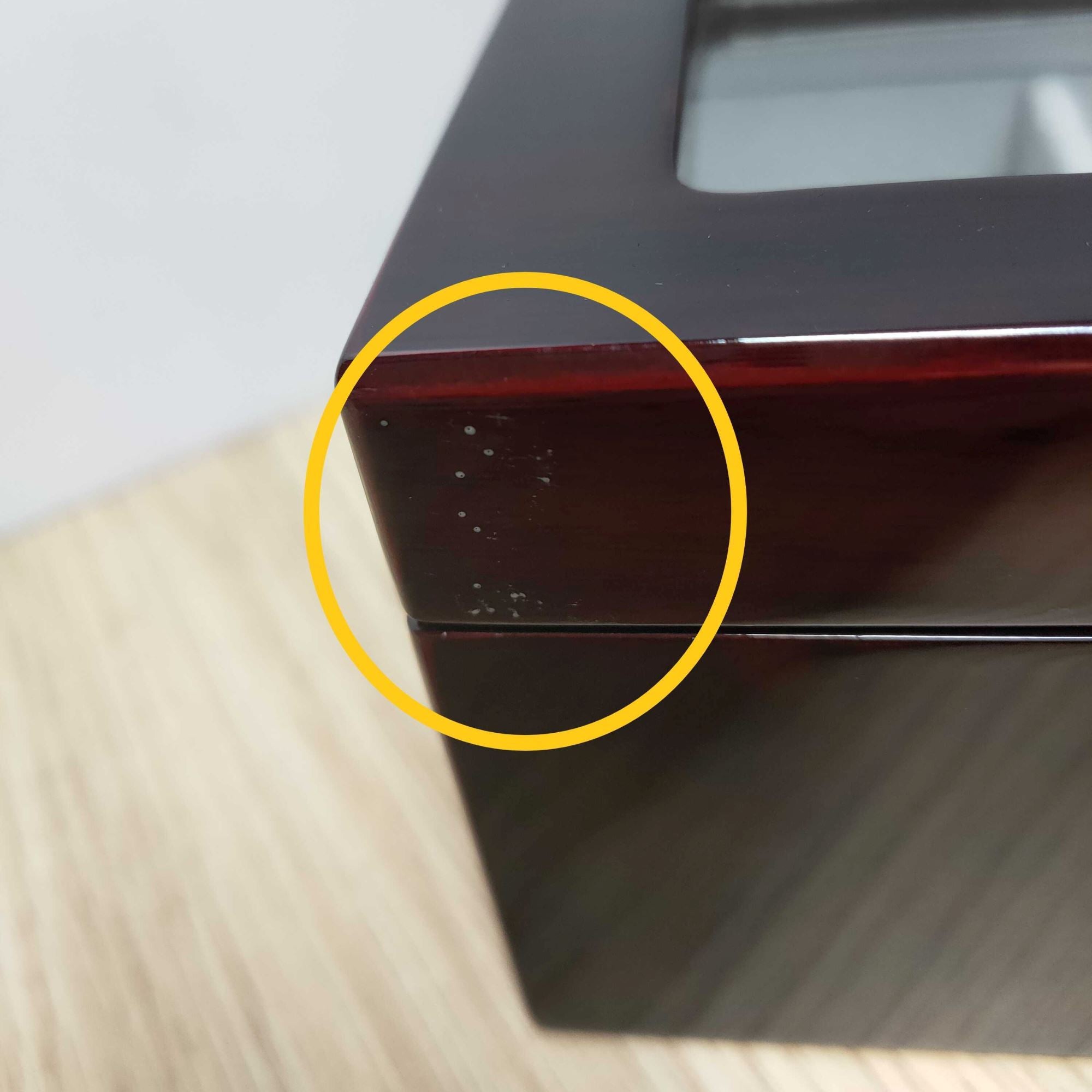 Seconds - Long Watch Box with Glass Top 6 Compartments in Mahogany Seconds Clinks