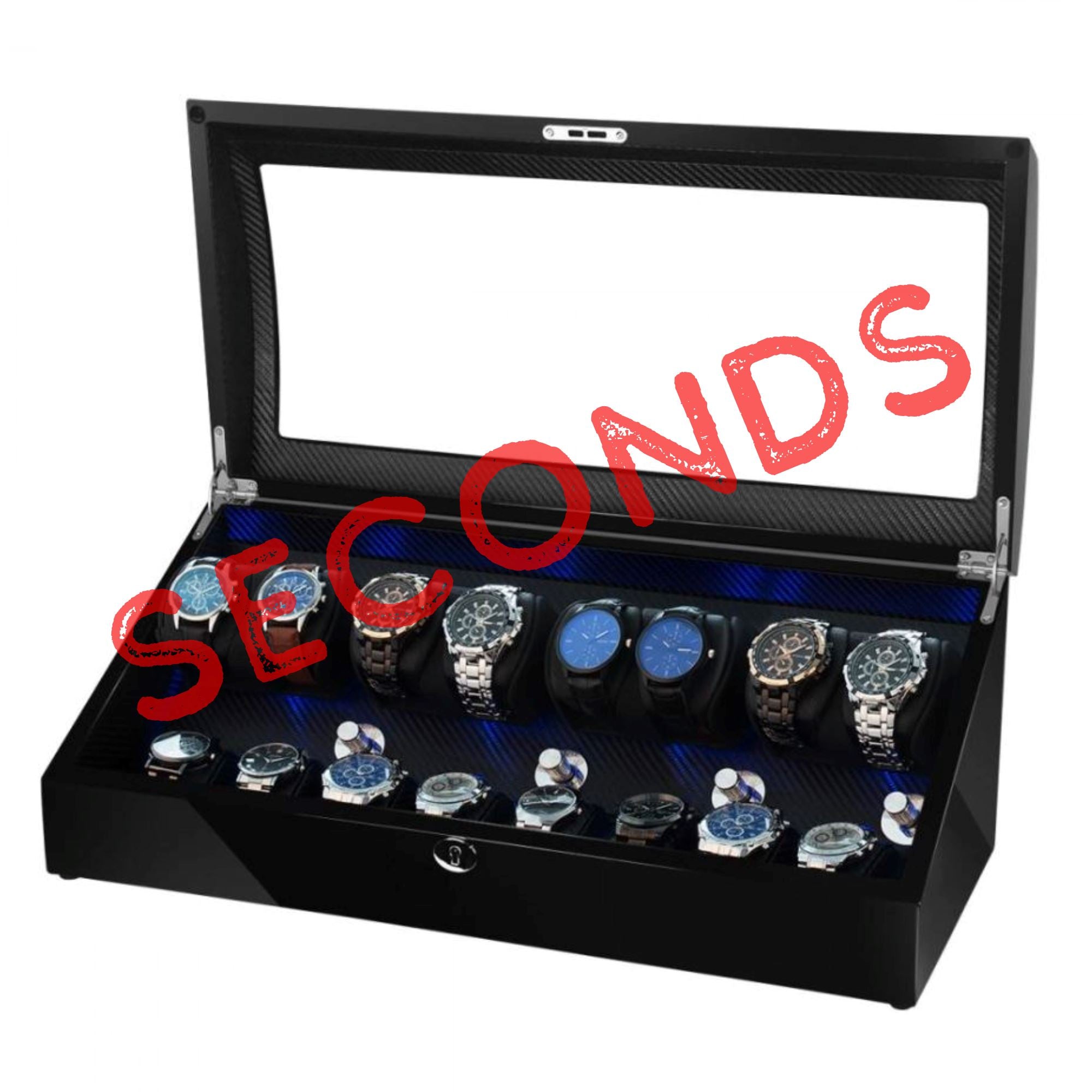 Seconds - Avoca Watch Winder Box for 8 + 8 Watches in Black (c) Seconds Clinks