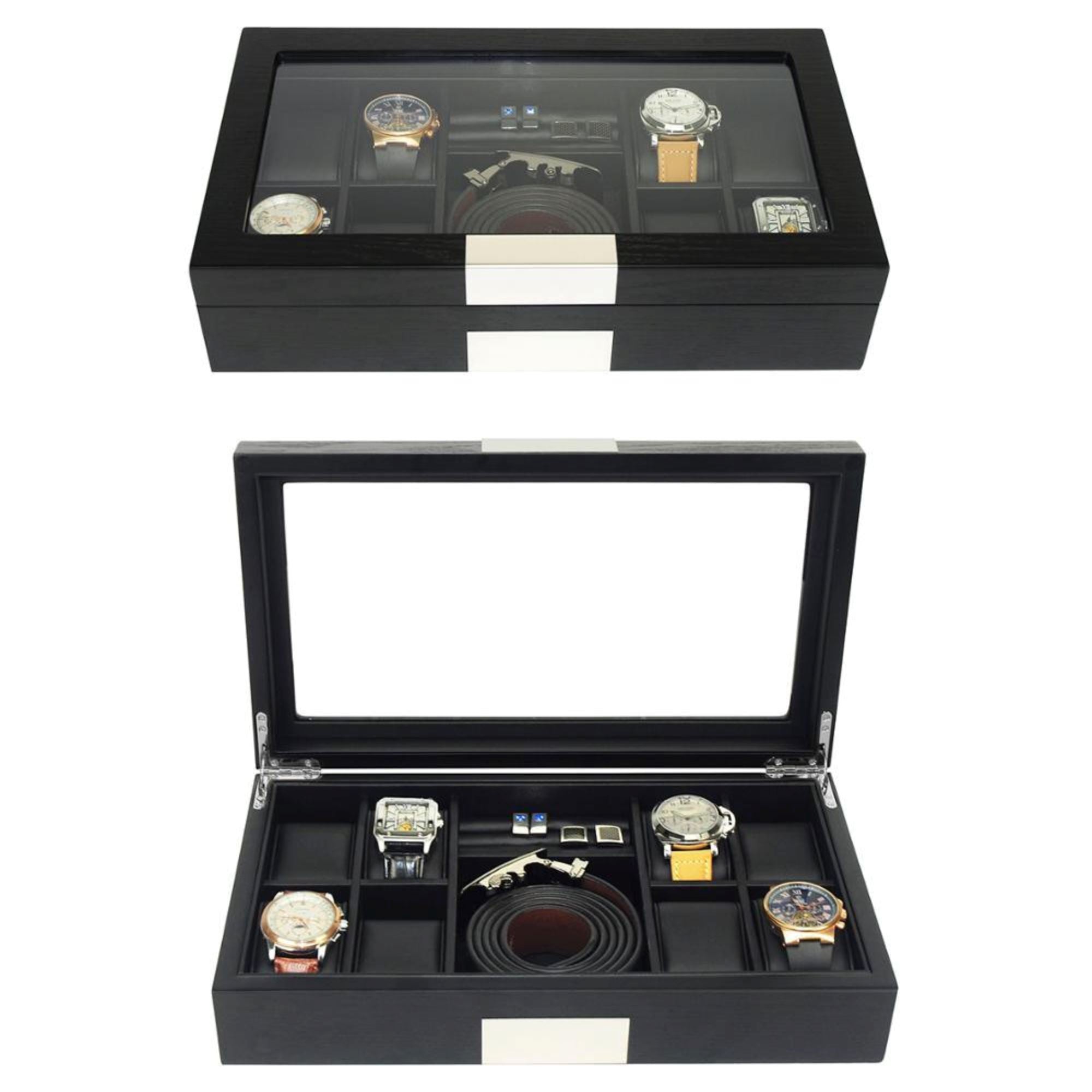 Seconds - Black Wooden Watch Box for 8 Watches + Organiser (b) Seconds Clinks