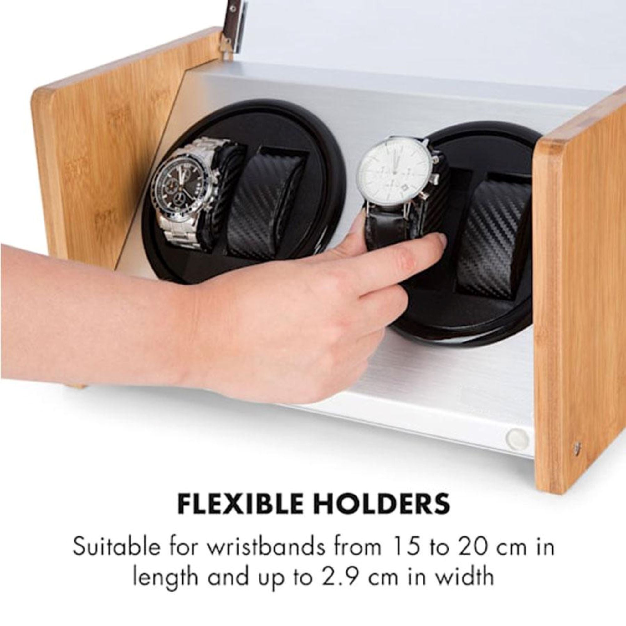 Seconds - BLAQ Watch Winder Box 4 Watches in Aluminum & Bamboo (a) Seconds Clinks