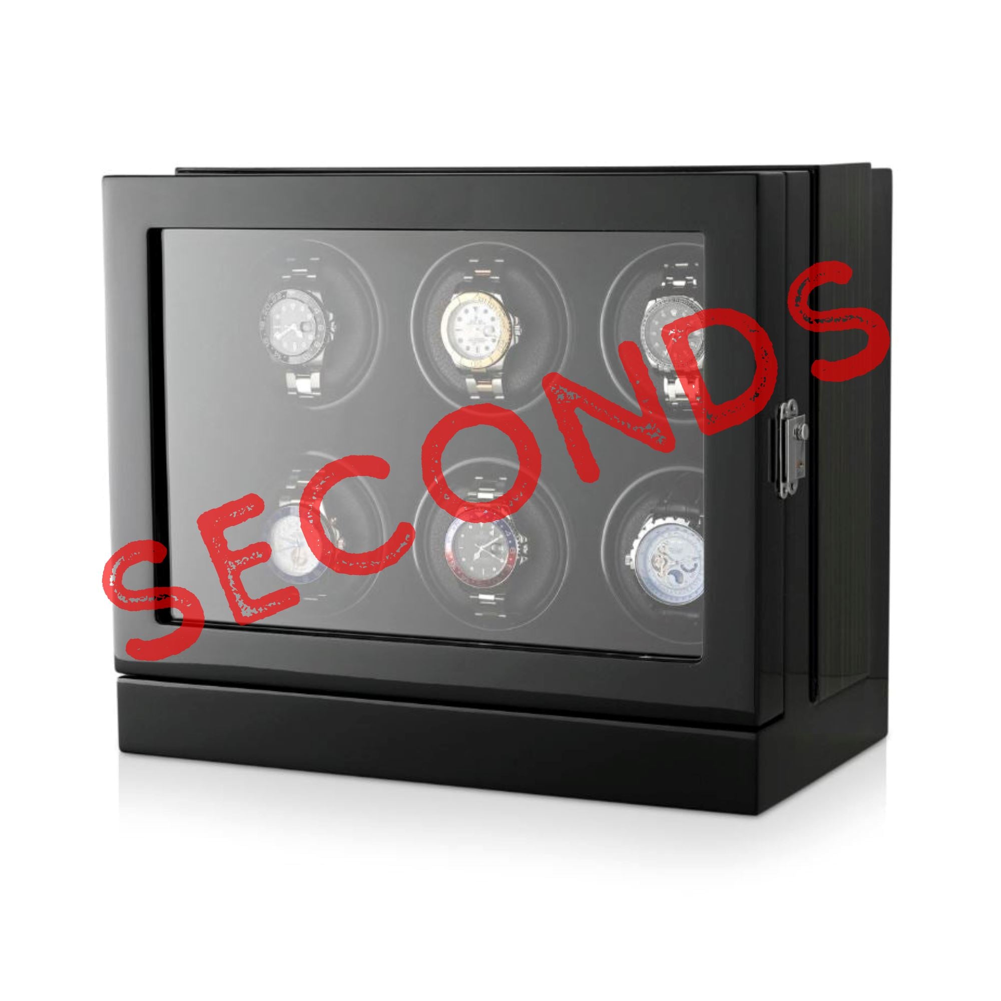 Seconds - Sydney Watch Winder Box for 6 Watches in Black (a) Seconds Clinks