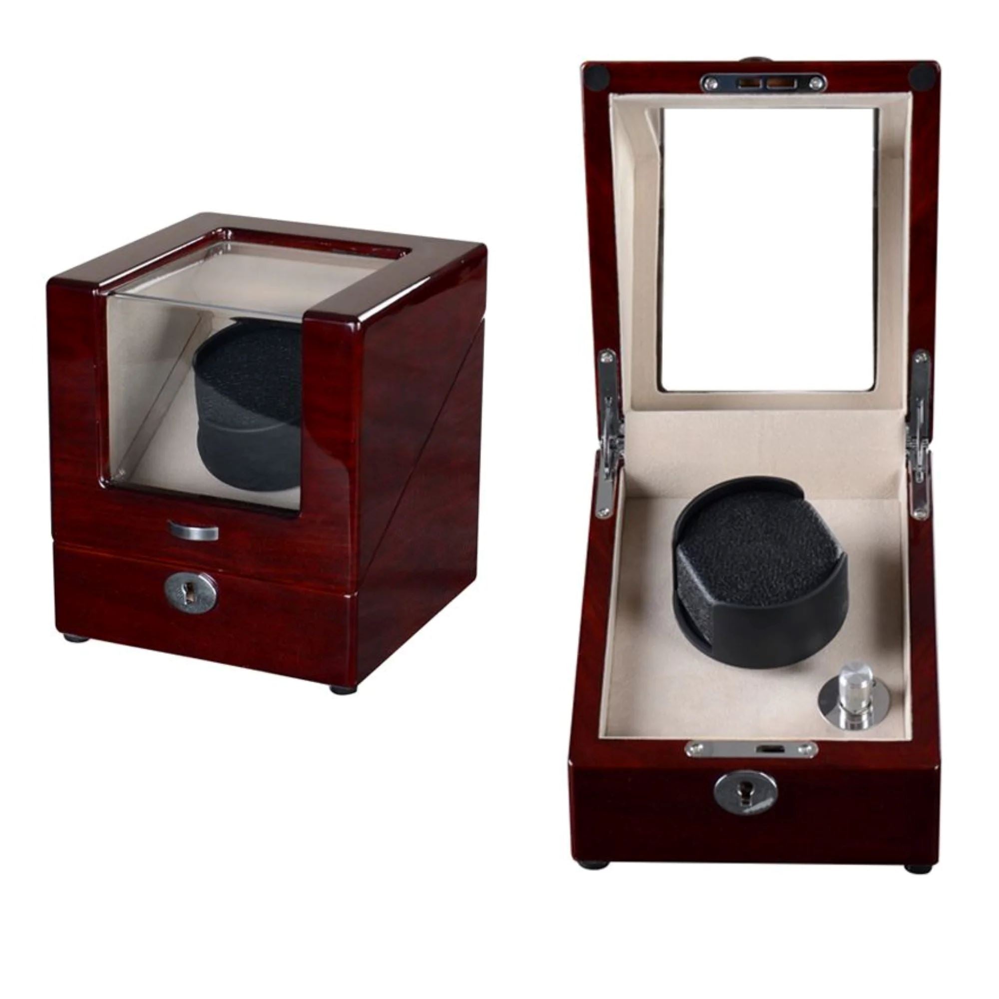 Seconds - Waratah Watch Winder Box for 1 Watch in Mahogany (j) Seconds Clinks