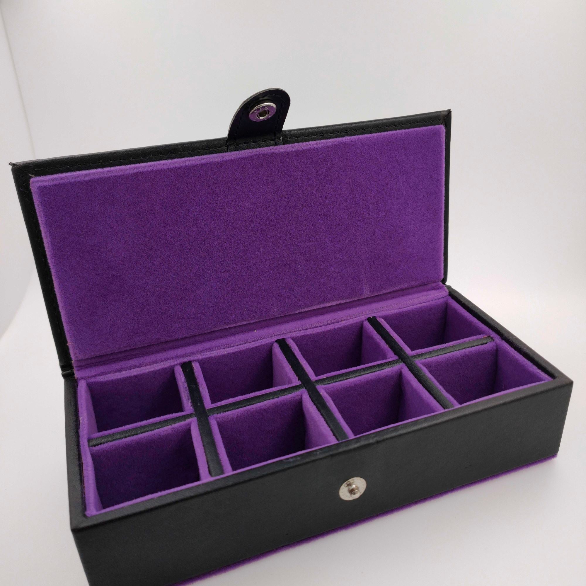 Seconds - 8 Pair Bonded Leather Black/Purple Cufflink Storage Box (B) Seconds Clinks Australia