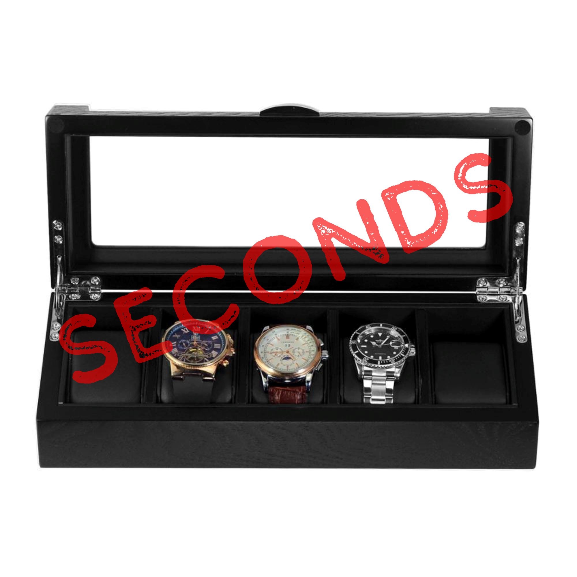 Seconds - 5 Slots Wooden Storage Watch Box (a) Seconds Clinks