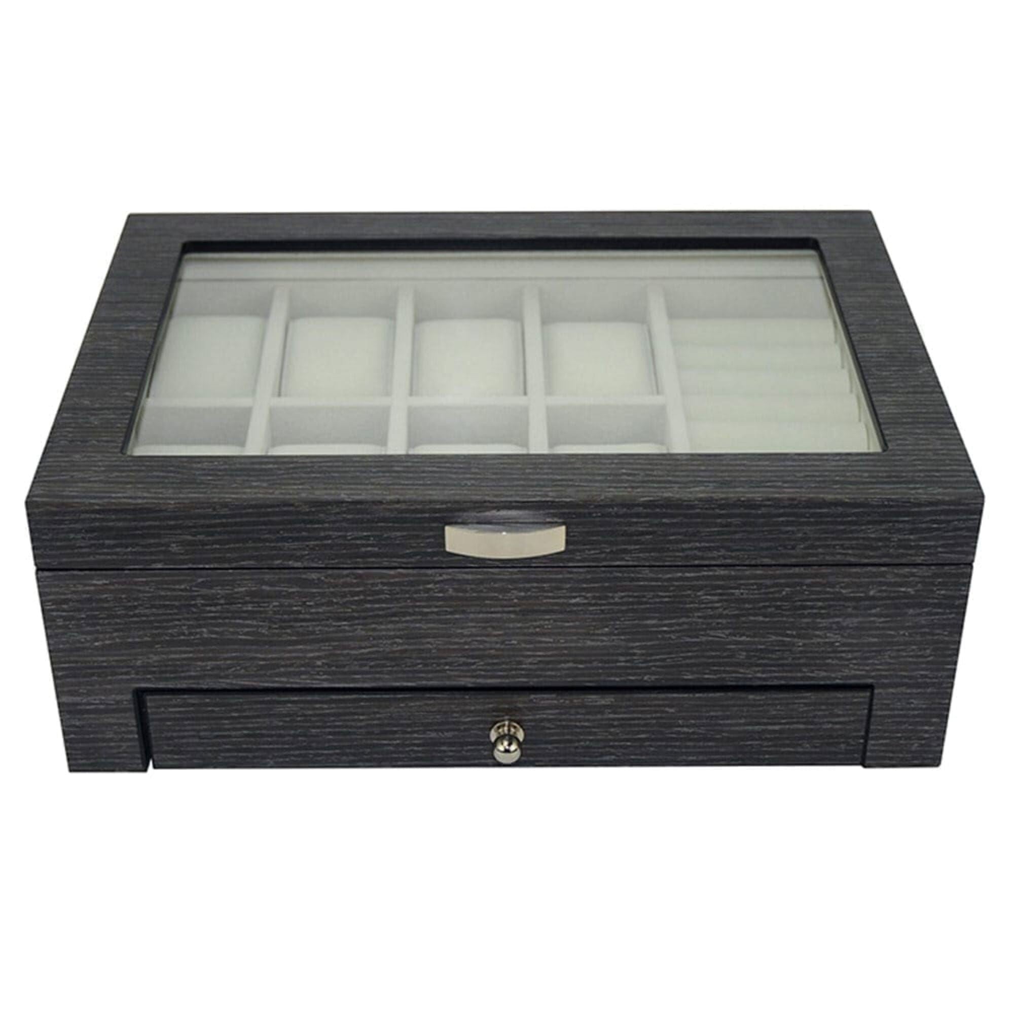 Seconds - Ginko Wooden Cufflink Watch Box with a Drawer (C) Seconds Clinks