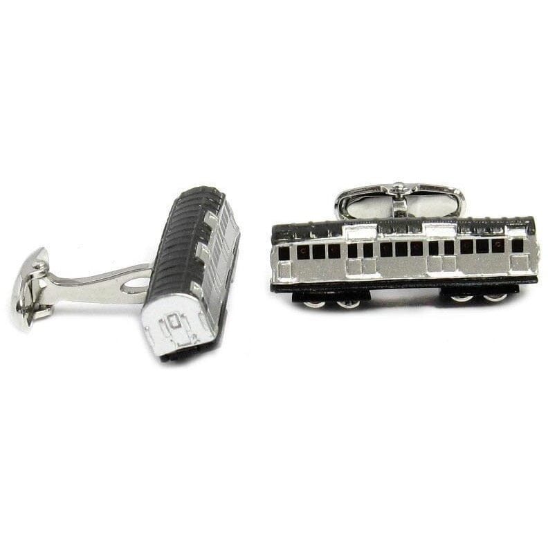 Silver and Black Train Carriage Cufflinks Novelty Cufflinks Clinks Australia Silver and Black Train Carriage Cufflinks