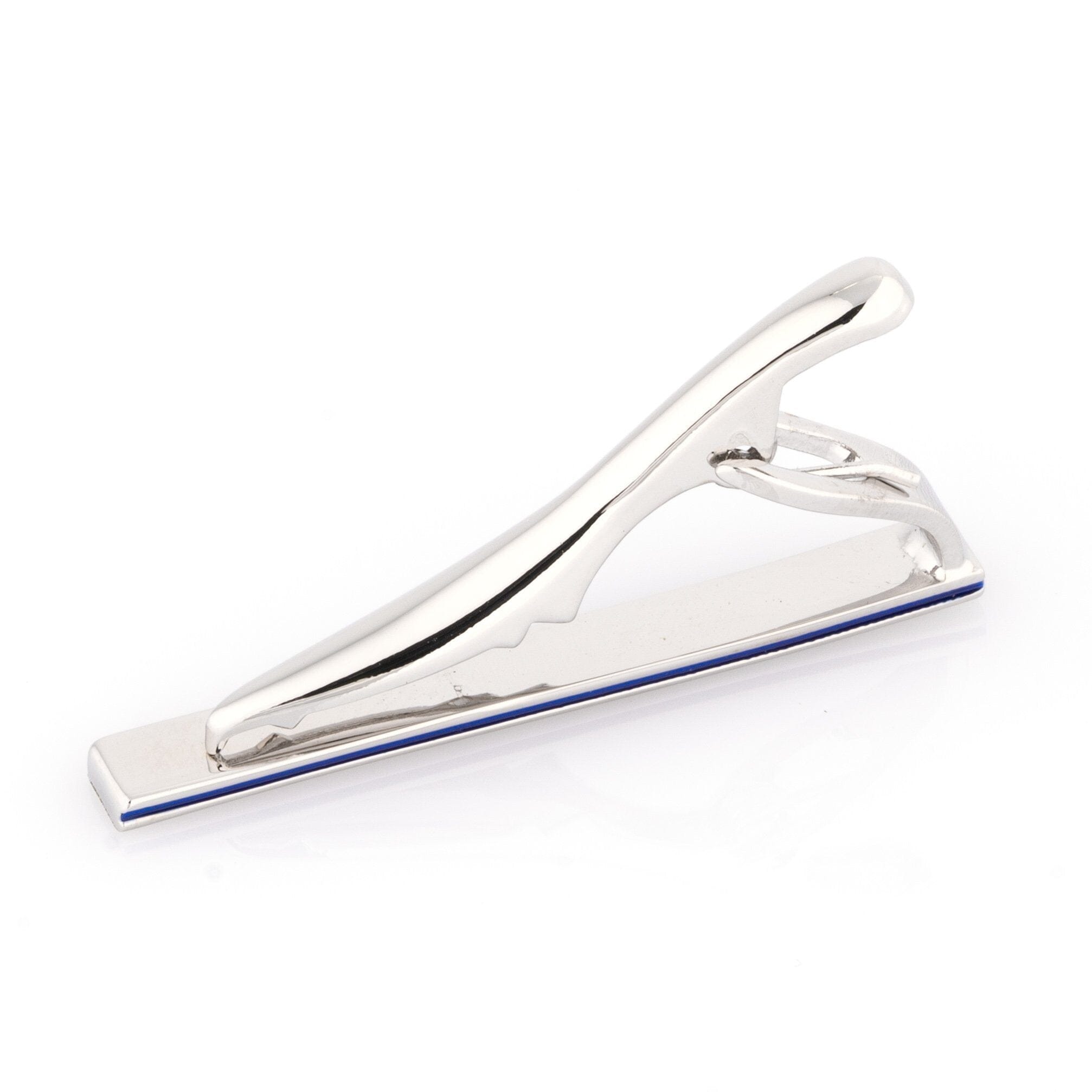 Brushed Silver with Dark Blue Edge Small Tie Clip Tie Clips Clinks Australia