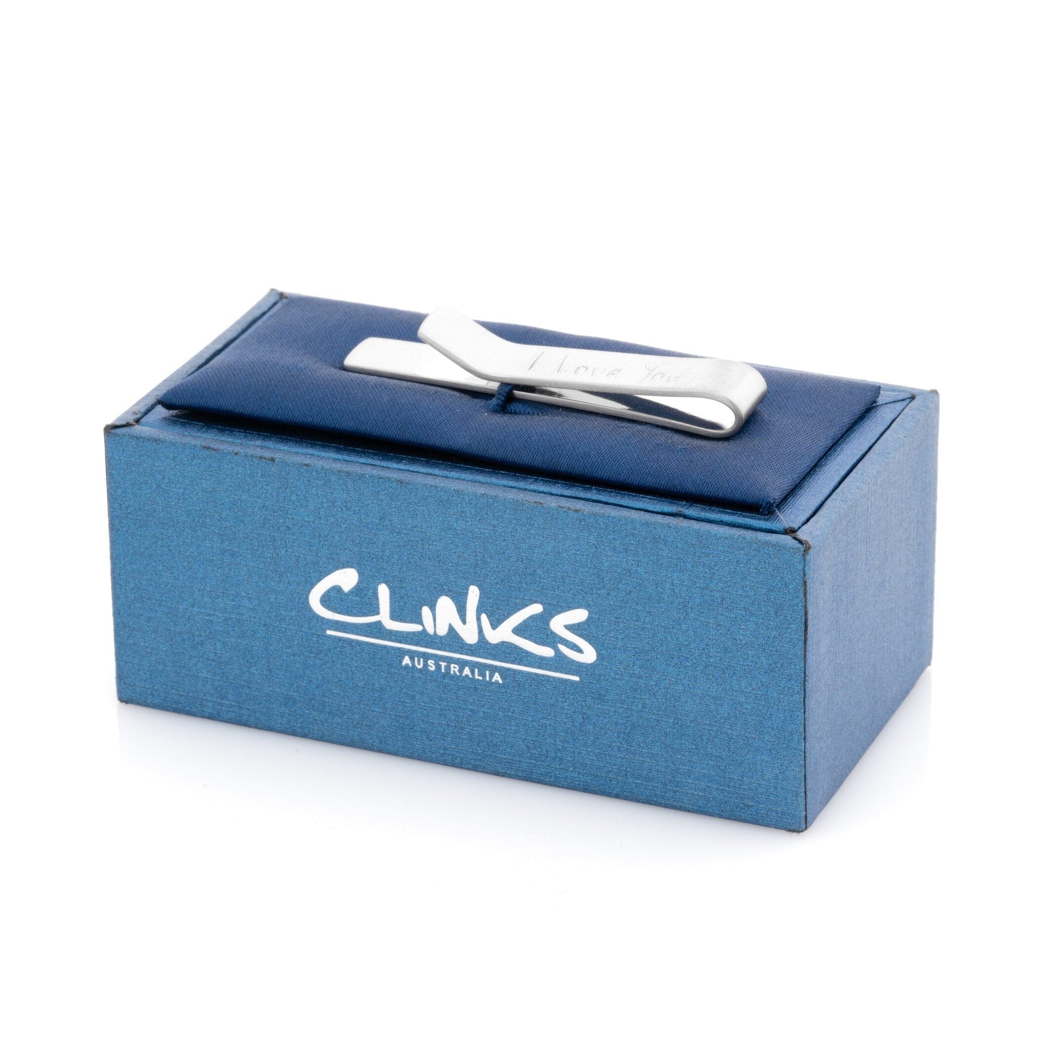 Brushed Silver I Love You Engraved Tie Clip Tie Clips Clinks