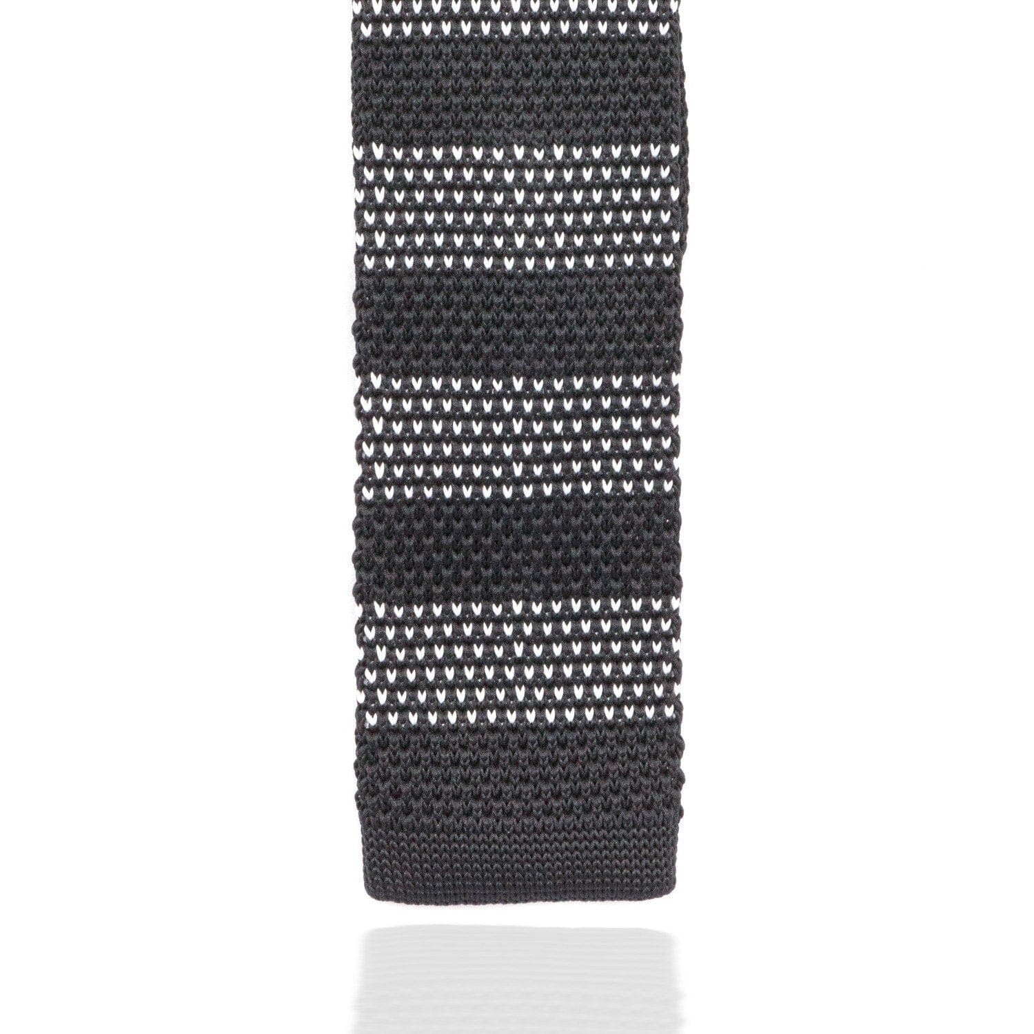 Black and White Stripe Knitted Tie Ties Cuffed.com.au