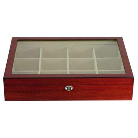 Cherry Wooden Tie Box for 12 Storage Boxes Clinks