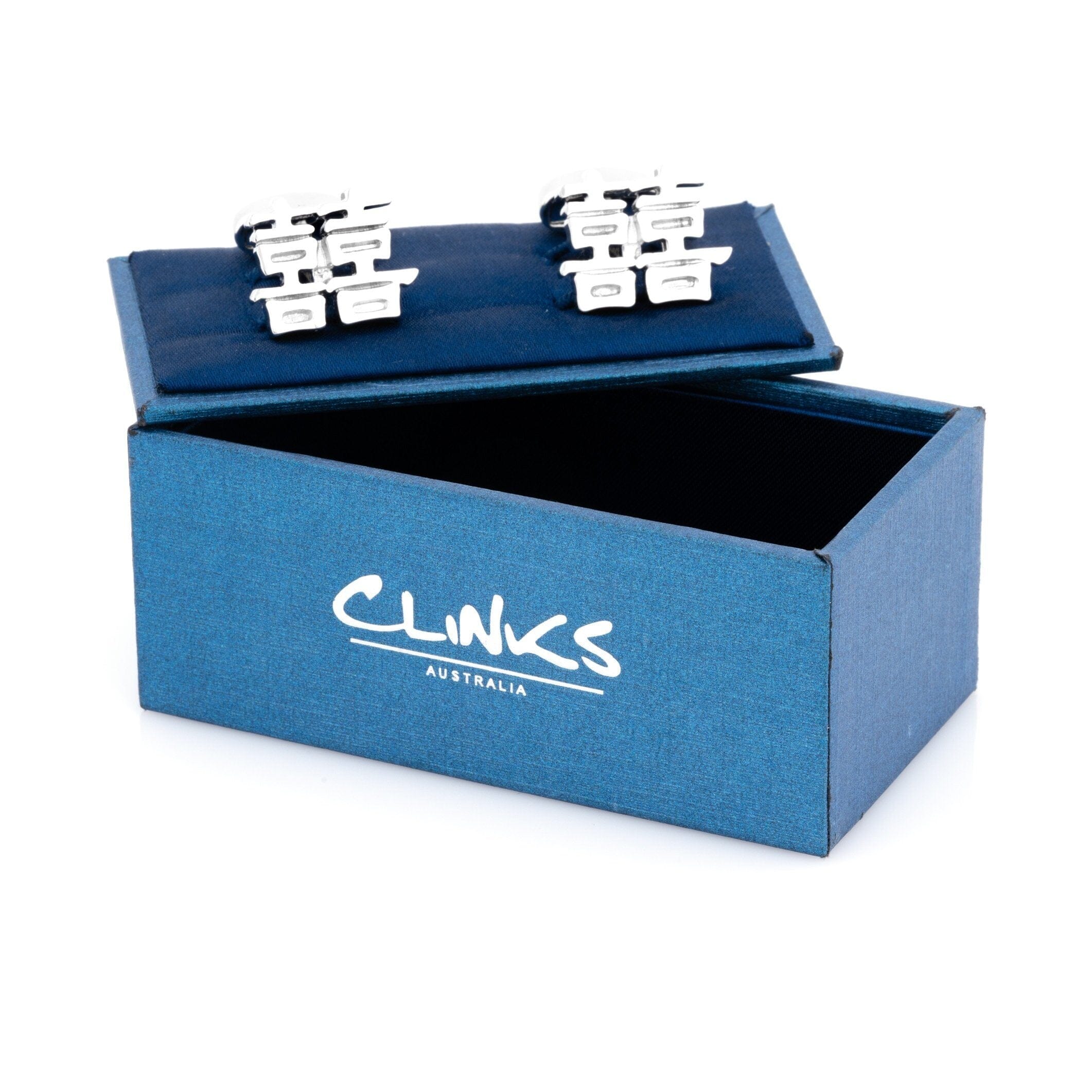 Silver Double Happiness Cufflinks Novelty Cufflinks Clinks Australia