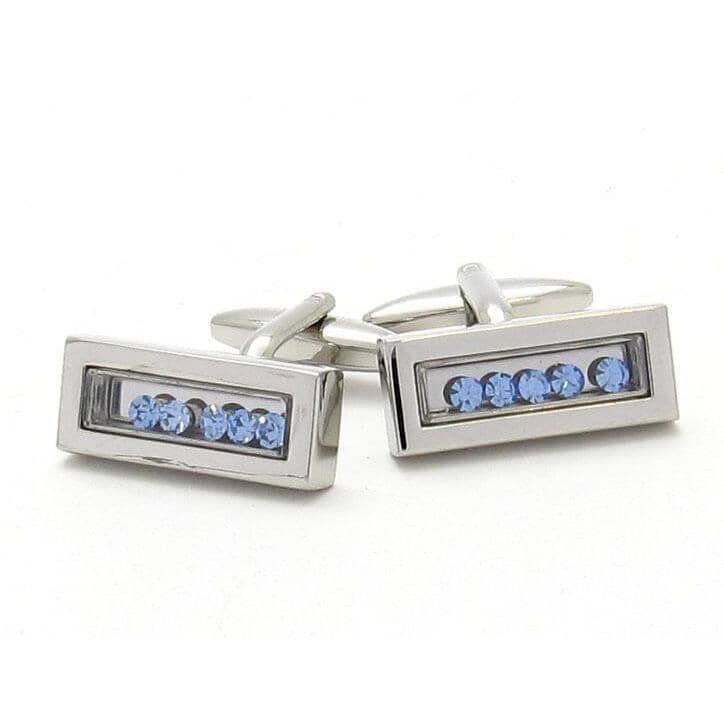 Blue Flowing Crystal Cufflinks Classic & Modern Cufflinks Clinks Australia Blue Flowing Crystal Cufflinks