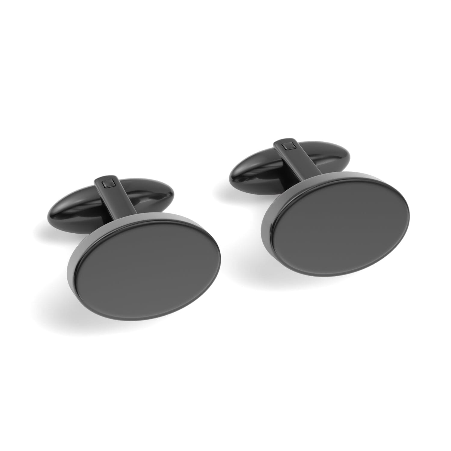 Oval Shiny Black Engravable Cufflinks Engraving Cufflinks Clinks Australia