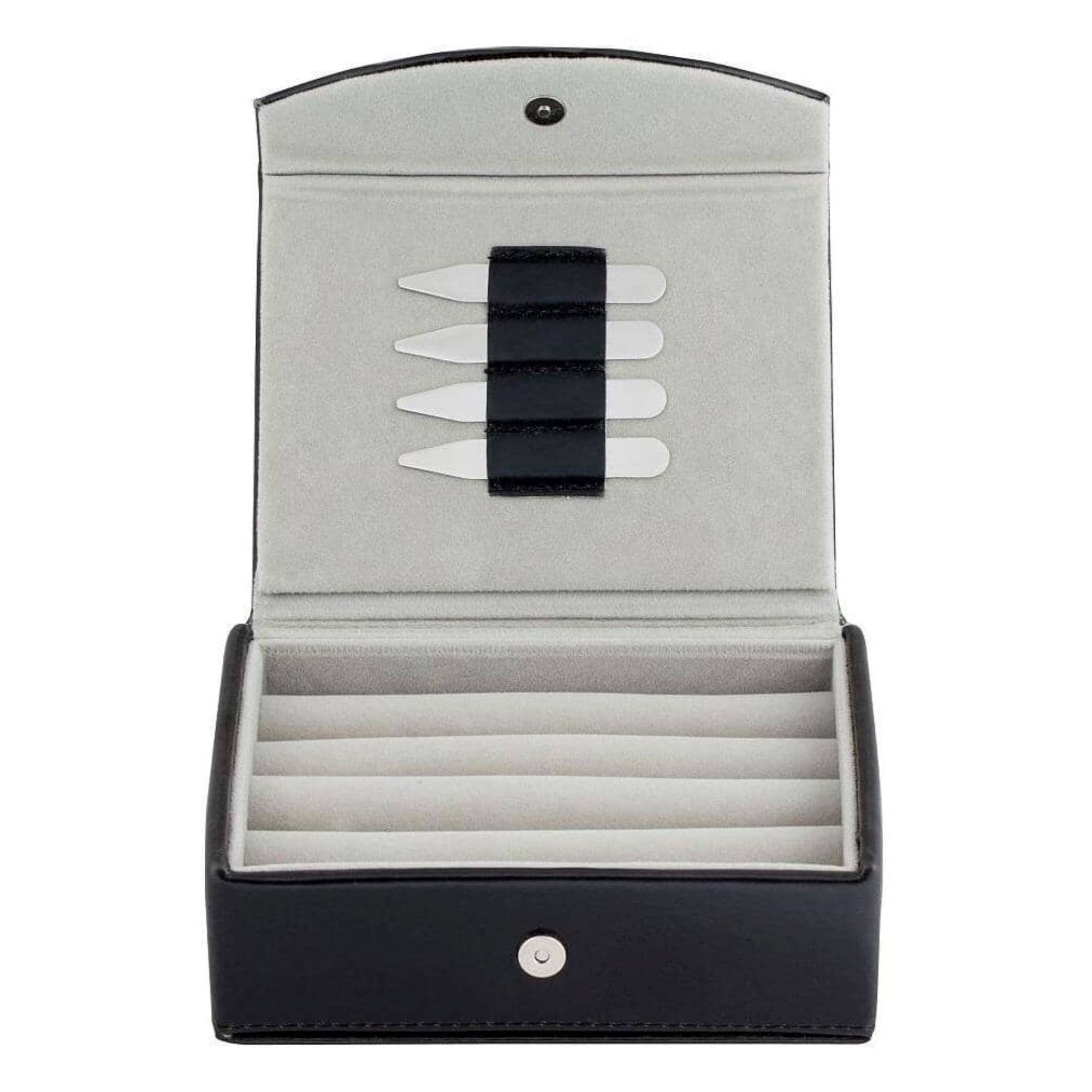 Small Black Leathette Cufflink Box with Collar Stays Cufflink Boxes Clinks Australia Small Black Leathette Cufflink Box with Collar Stays