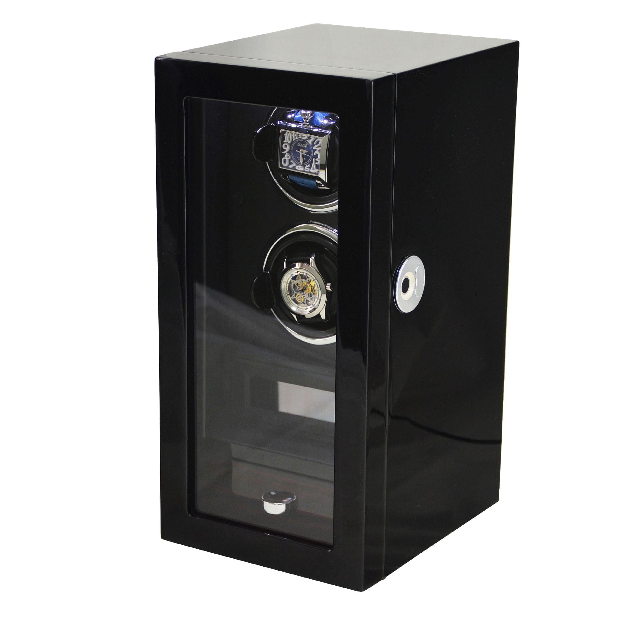 Yarra Duo Watch Winder for 2 + Drawer with Fingerprint Lock Watch Winder Boxes Clinks