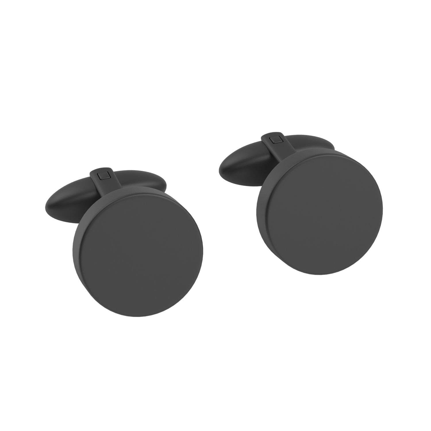 Round Brushed Black Engravable Cufflinks Classic & Modern Cufflinks Clinks Australia