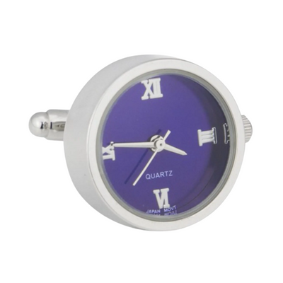 Round Blue Faced Working Clock Watch Cufflinks