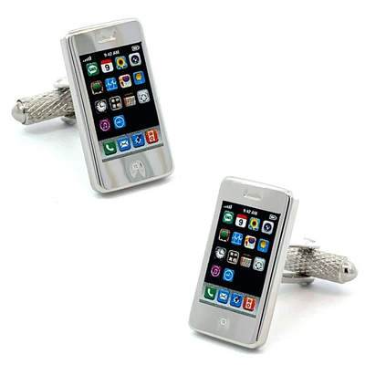 Silver Smart Phone Cufflinks