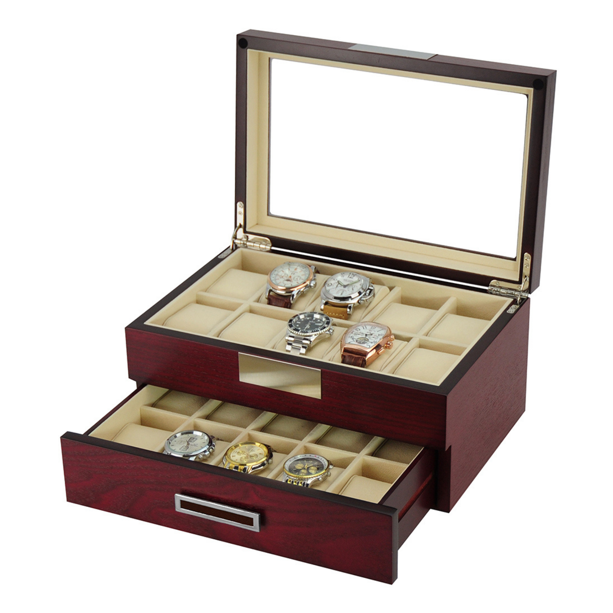 Cherry Wooden Watch Box for 20 Watches
