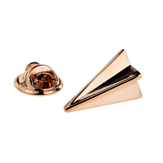 Pin de revers Avion en papier plaqué or rose